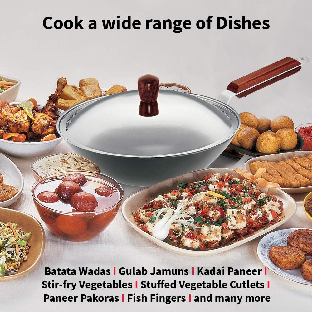 Hawkins Futura 2.5 Litre Deep Fry Pan, Long Handle Hard Anodised Kadai with Stainless Steel Lid, Flat Bottom Kadhai, Black (ADL25S)