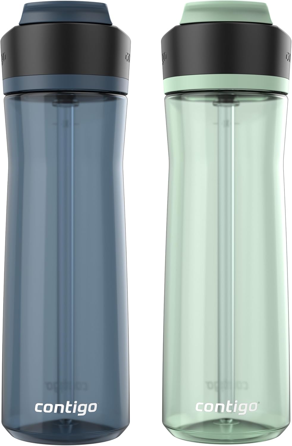Contigo Ashland 2.0 AUTOSPOUT Water Bottle, 24 oz, 2-Pack, Blueberry; Agave