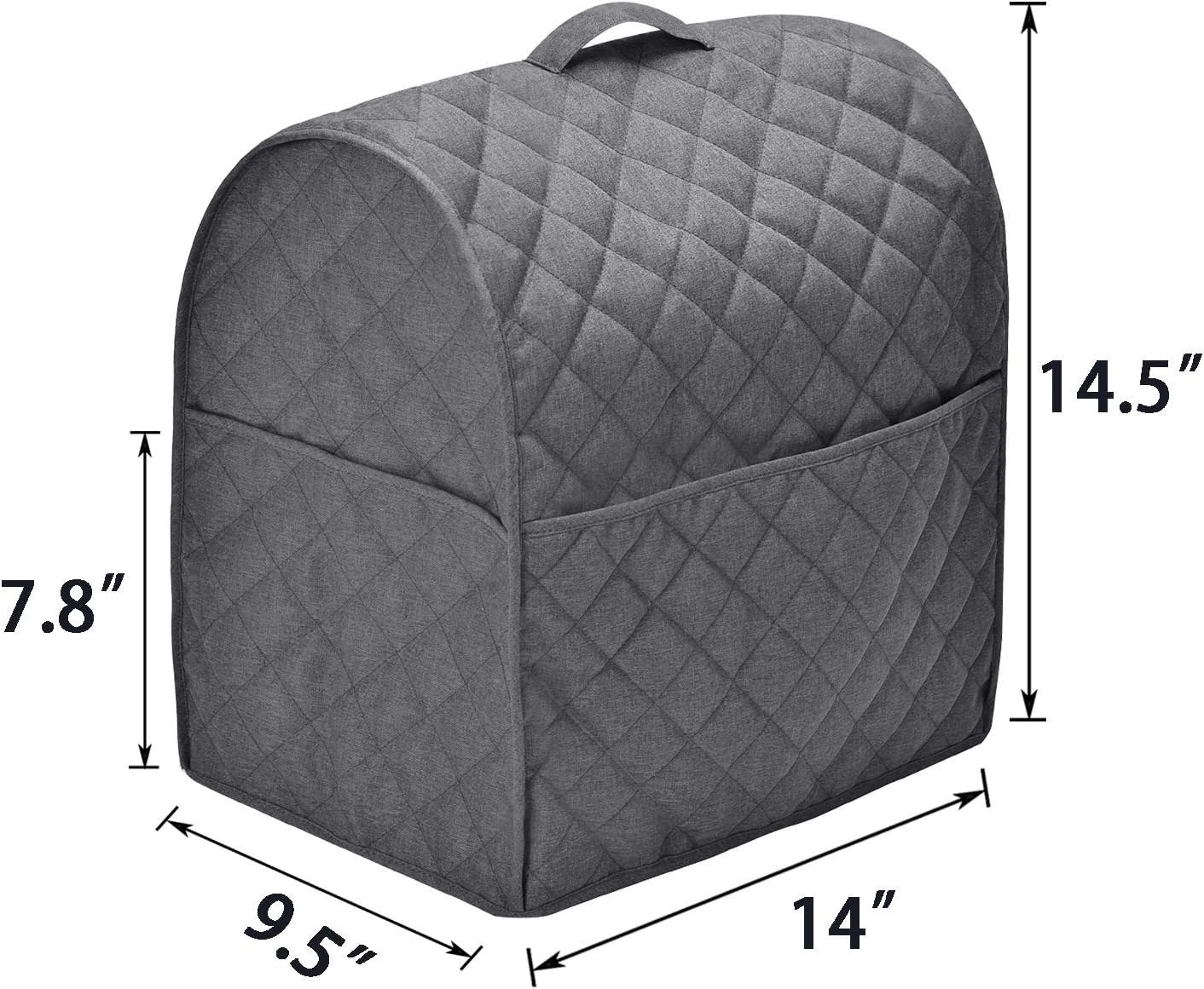 Stand Mixer Dust Cover with 3 Pockets Compatible with KitchenAid Tilt Head, Easy Cleaning,Can Ironable (Dark Gray, Fits for 4.5-Quart and All 5-Quart)