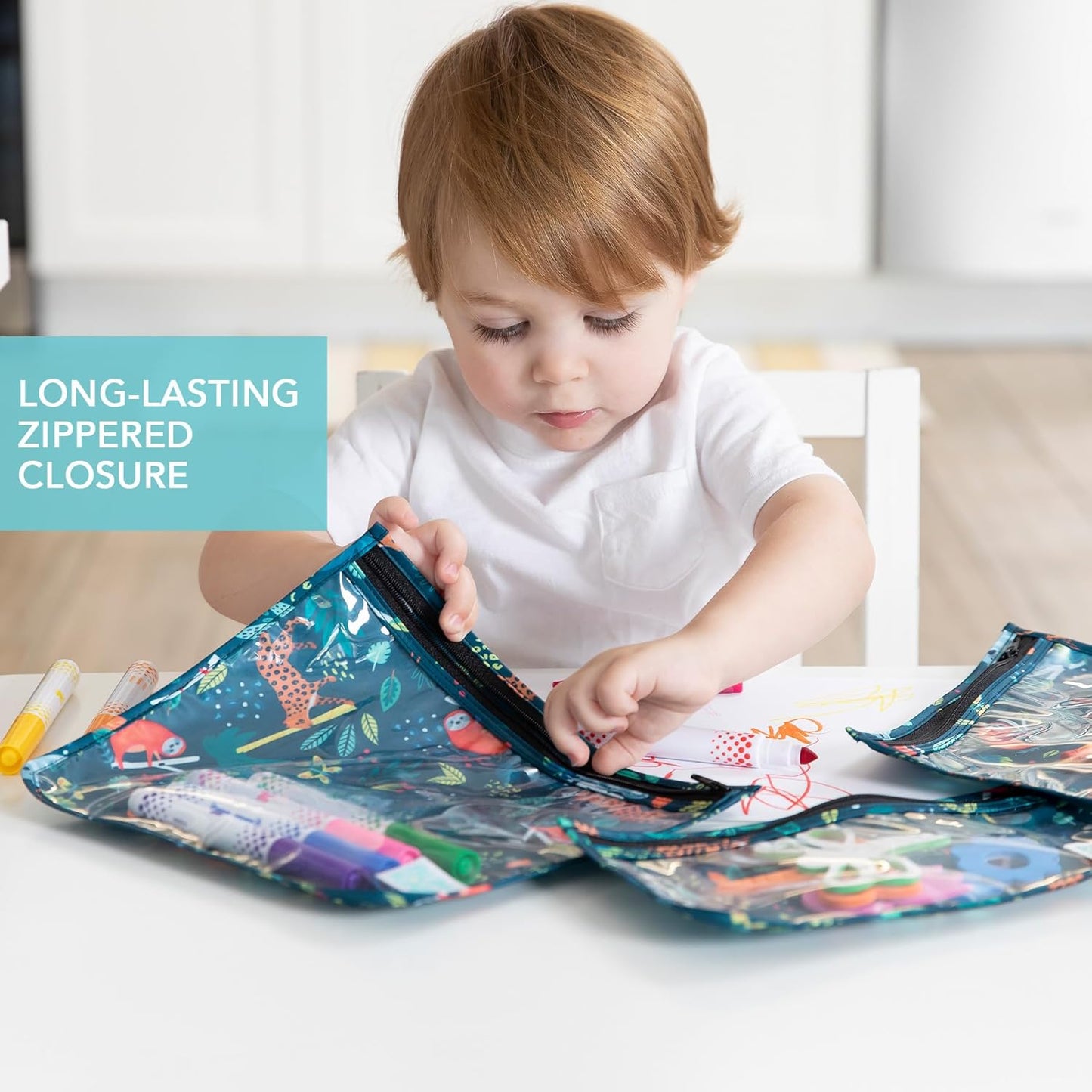 Bumkins Travel Bag, Toiletry, Baby, TSA Approved Pouch, Zip Bag, Quart Size Compliant, Clear-Sided, Diaper Bag Organization, Makeup, Accessories, Set of 3