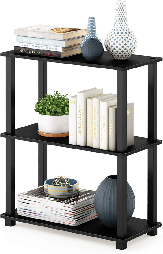 Furinno TURN-S-TUBE Storage Shelves, 3-Tier Book Shelf, Corner Shelf, Toolless Open Shelves, for Organization and Storage, Living Room, Garage, Home Office, Americano