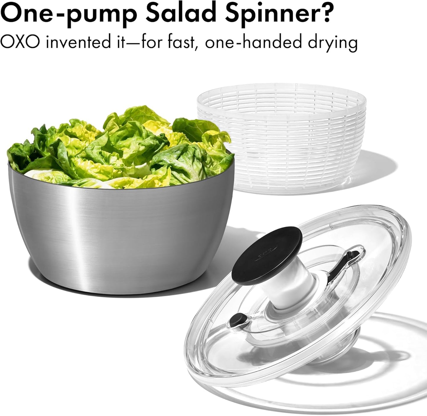 OXO Good Grips Stainless Steel Salad Spinner, 6.34 Qt.