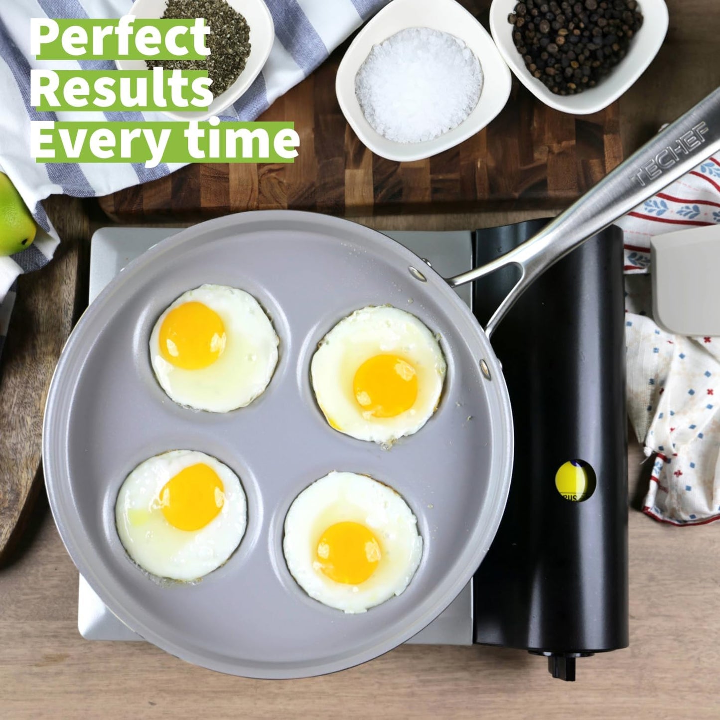 TECHEF - CeraTerra Ceramic Nonstick 4-Cup Egg Frying Pan (PFAS, PTFE, and PFOA Free), Made in Korea, (Egg Pan)