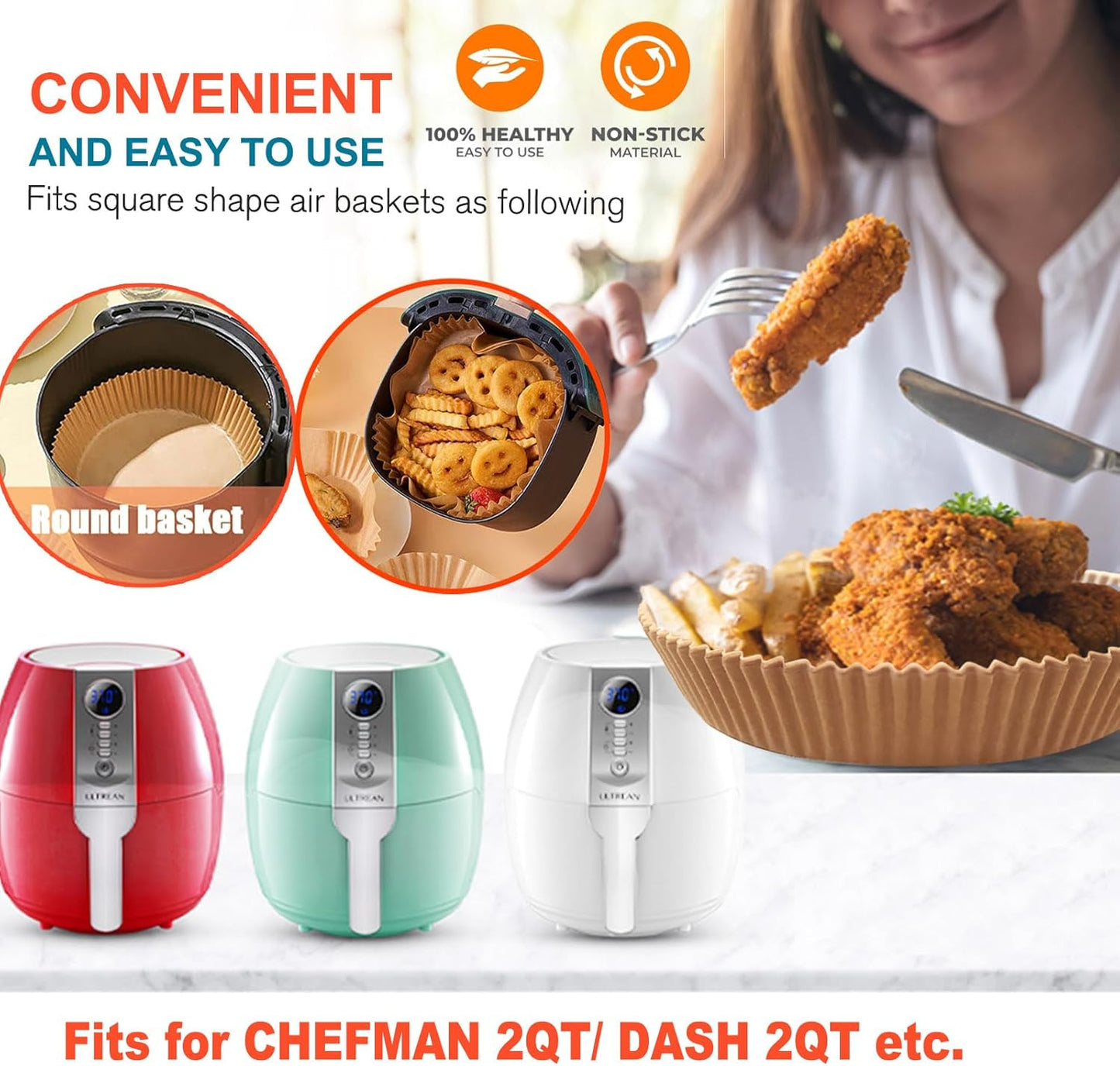Small Air Fryer Liners Disposable for 2 3qt Air Fryer, Round Mini Air Fryer Liners for Cosori Gourmia Chefman Air Fryer