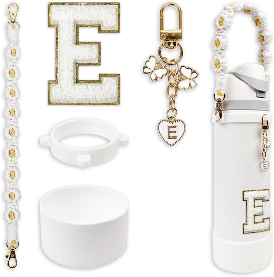 SITKOL Silicone Boot Cute Monogram Set Compatible with Owala Water Bottle 24 oz, 32 oz, 40 oz - Perfect Letter Owala Accessories for Owala Tumbler, Owala Free Sip, Pink Owala, Black Owala