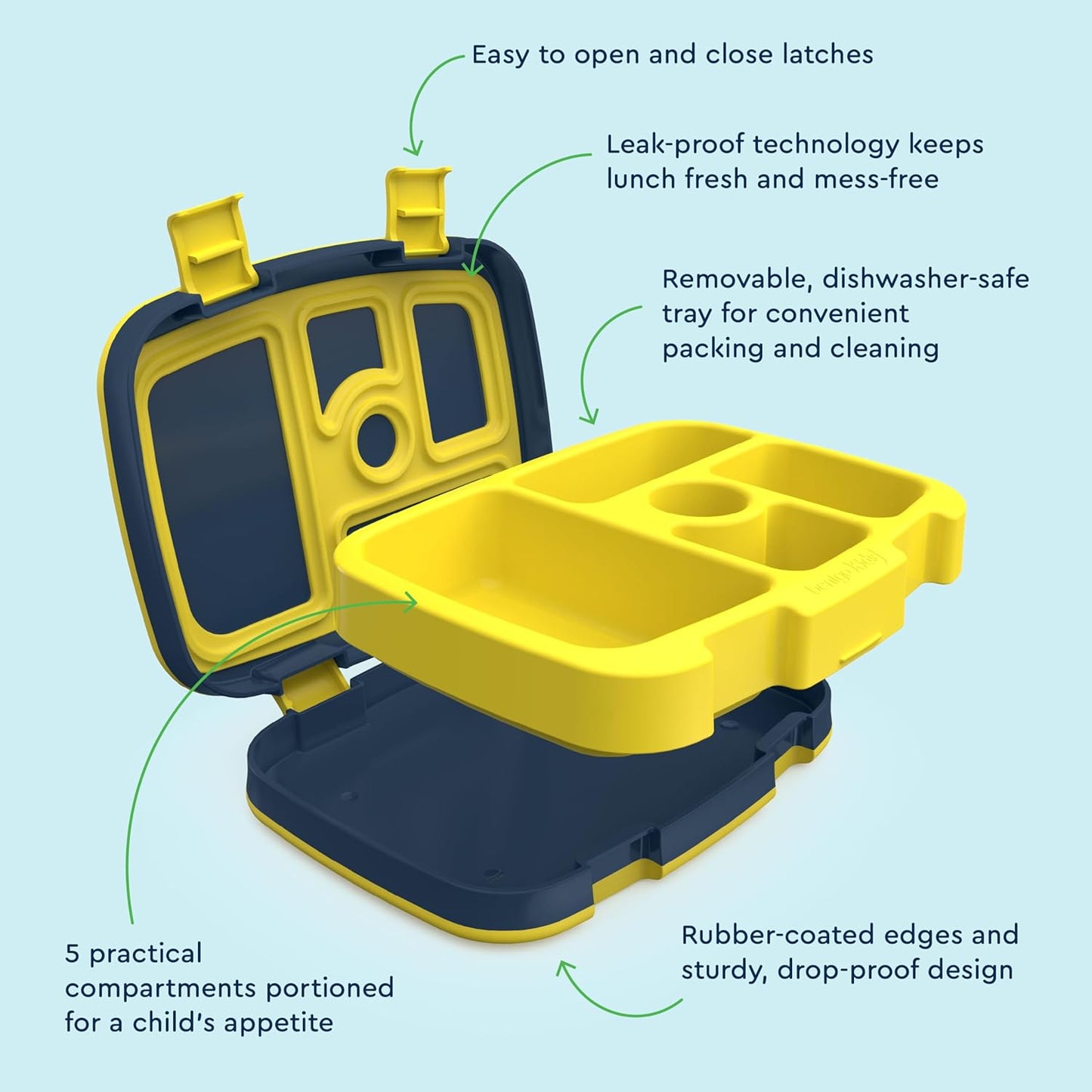 Bentgo Kids Prints Leak-Proof, 5-Compartment Bento-Style Kids Lunch Box - Ideal Portion Sizes for Ages 3-7, Durable, Drop-Proof, Dishwasher Safe, & PFAS & BPA-Free Materials (Space)