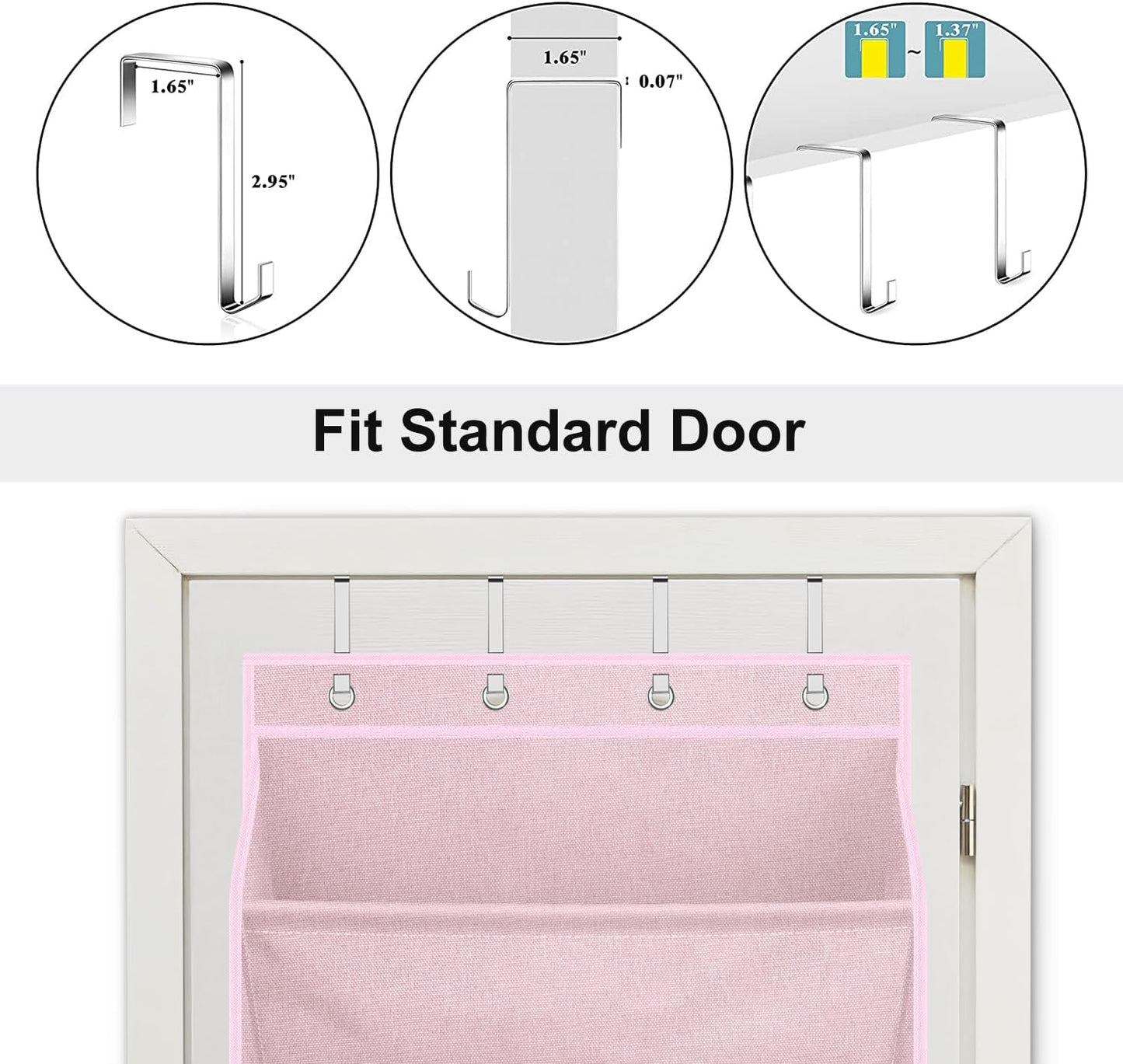 SLEEPING LAMB Over The Door Shoe Organizer for Closet, Kids Sneaker Storage for Hanging Shoe Rack for Door with Large Deep Pockets for Toddler, Girl, Baby Room Decor, Pink