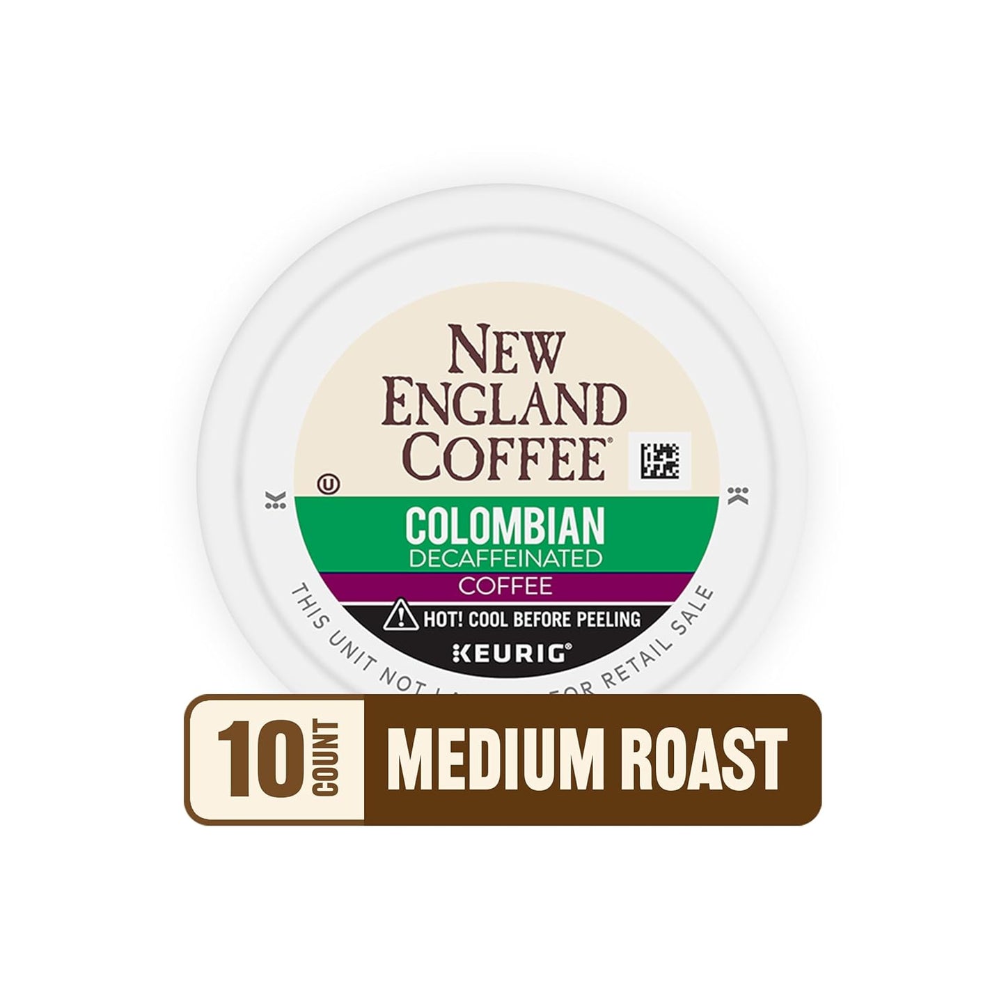 New England Coffee Colombian Decaffeinated Medium Roast Single Serve Pods, 10ct Box (Pack of 1)