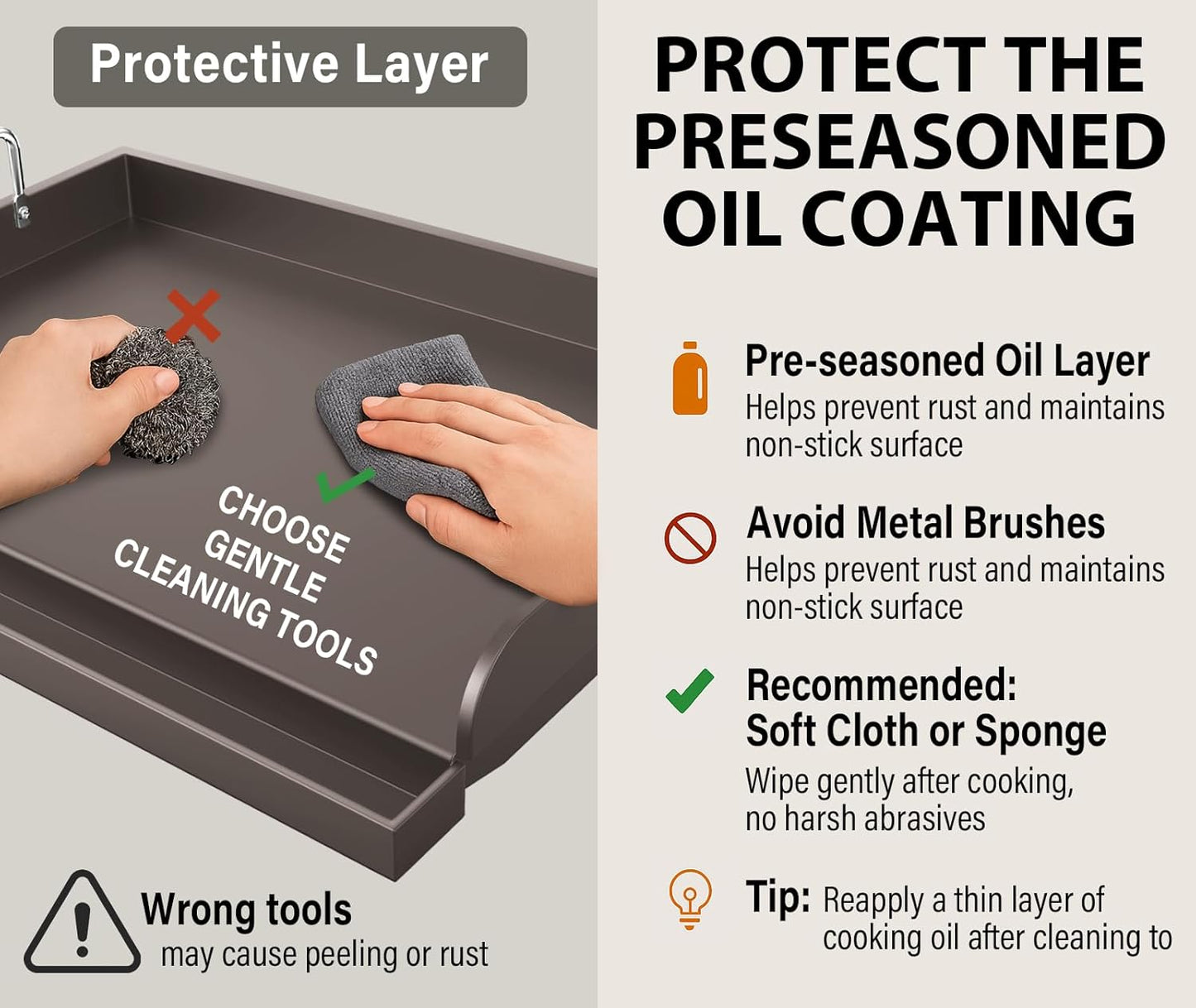Griddle for Gas Grill Metal Cooking Griddle Pan for Outdoor Gas Grill, 17" x13" Flat Top Plate Skillet Pan Teppanyaki Insert for Weber Charbroil Camp Chef and Charcoal