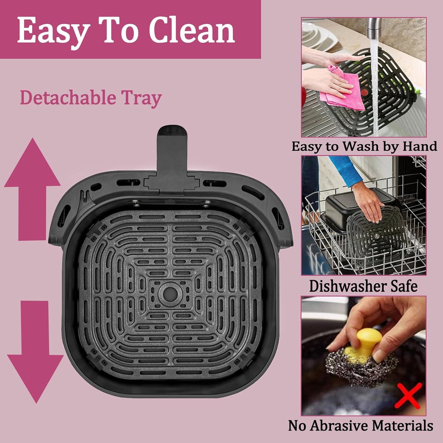 6QT Air Fryer Grill Pan for Bella Pro Series/Paris Hilton Air Fryers, Upgraded Air Fryer Grill Crisper Plate Rack Tray Insert Grate Grid Shelf for 6QT Paris Hilton Air Fryer, Dishwasher Safe