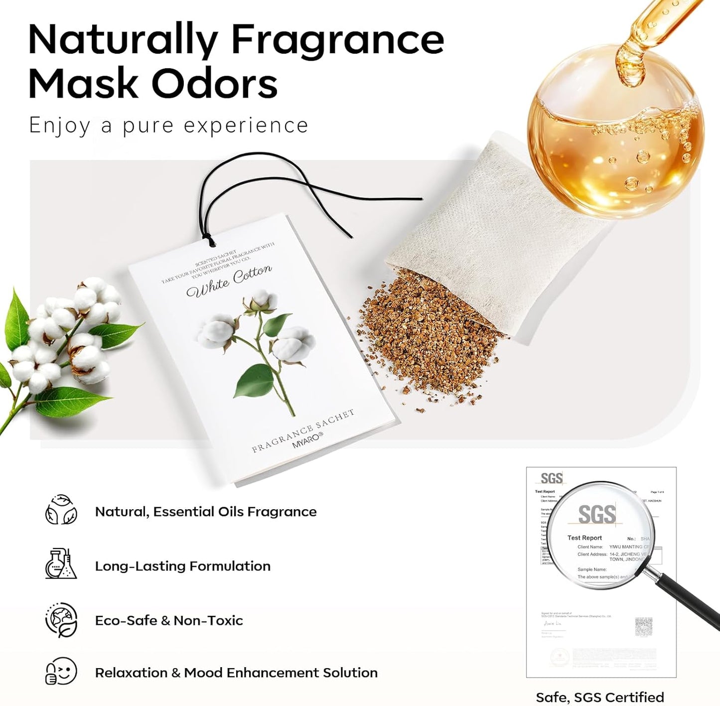 MYARO 12 Packs Scent Sachets for Closet Clothes Storage - White Cotton Fragrance Long Lasting Home Air Freshener Odor Deodorizer