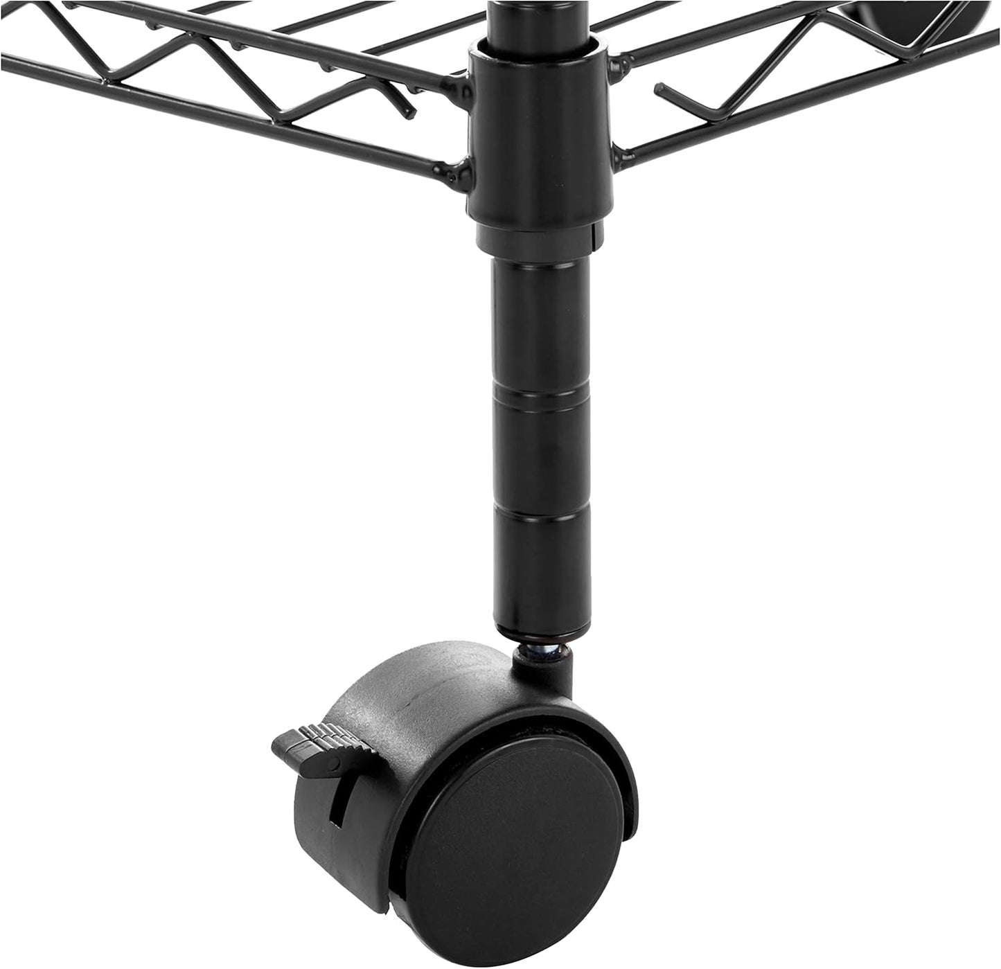Amazon Basics 3-Shelf Adjustable, Heavy Duty Storage Shelving Unit on 2'' PP Plastic Wheel Casters, Metal Organizer Wire Rack, 23.2" L x 13.4" W x 32.75" H, Black