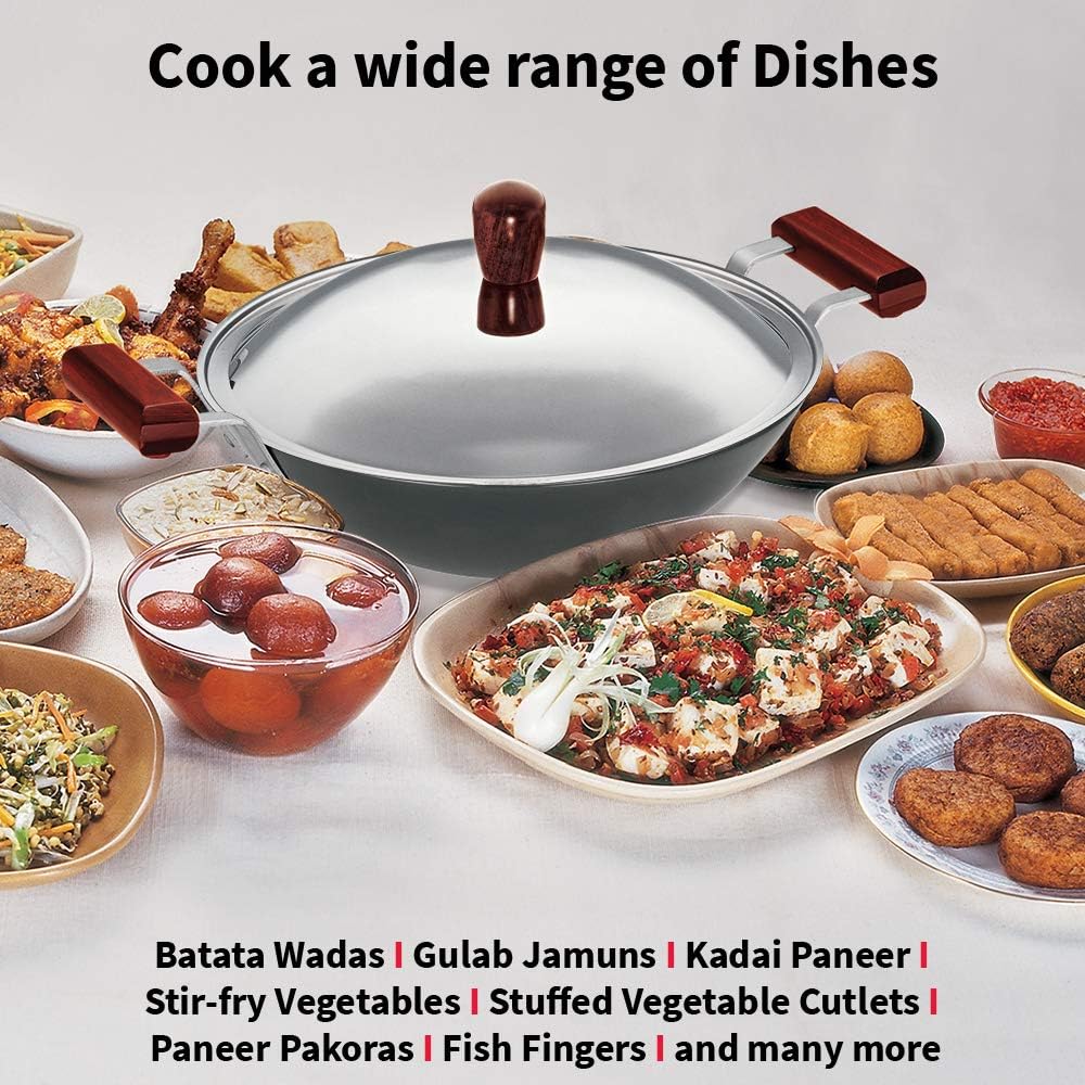 Hawkins Futura Hard Anodised Deep-Fry Pan 3.75 L, 30 cm, 4.06 mm with SS Lid and Induction Compatible Base (Black)