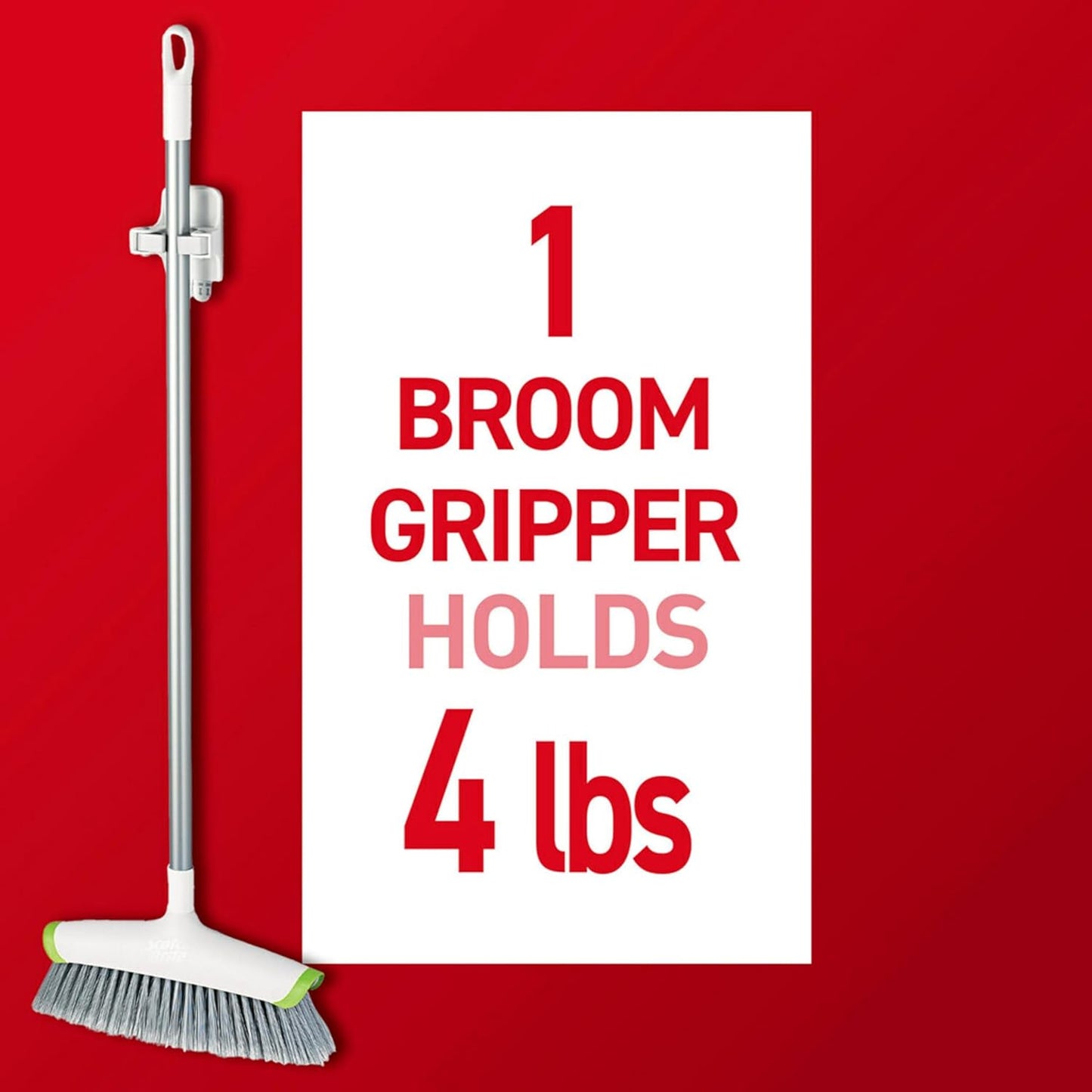 Command Broom and Mop Grippers, 3 Hangers and 6 Command Strips, Damage-Free Hanging Wall Mount Broom and Mop Holder, Household Cleaning Organizer for Christmas Decorations, Holds up to 4 lb
