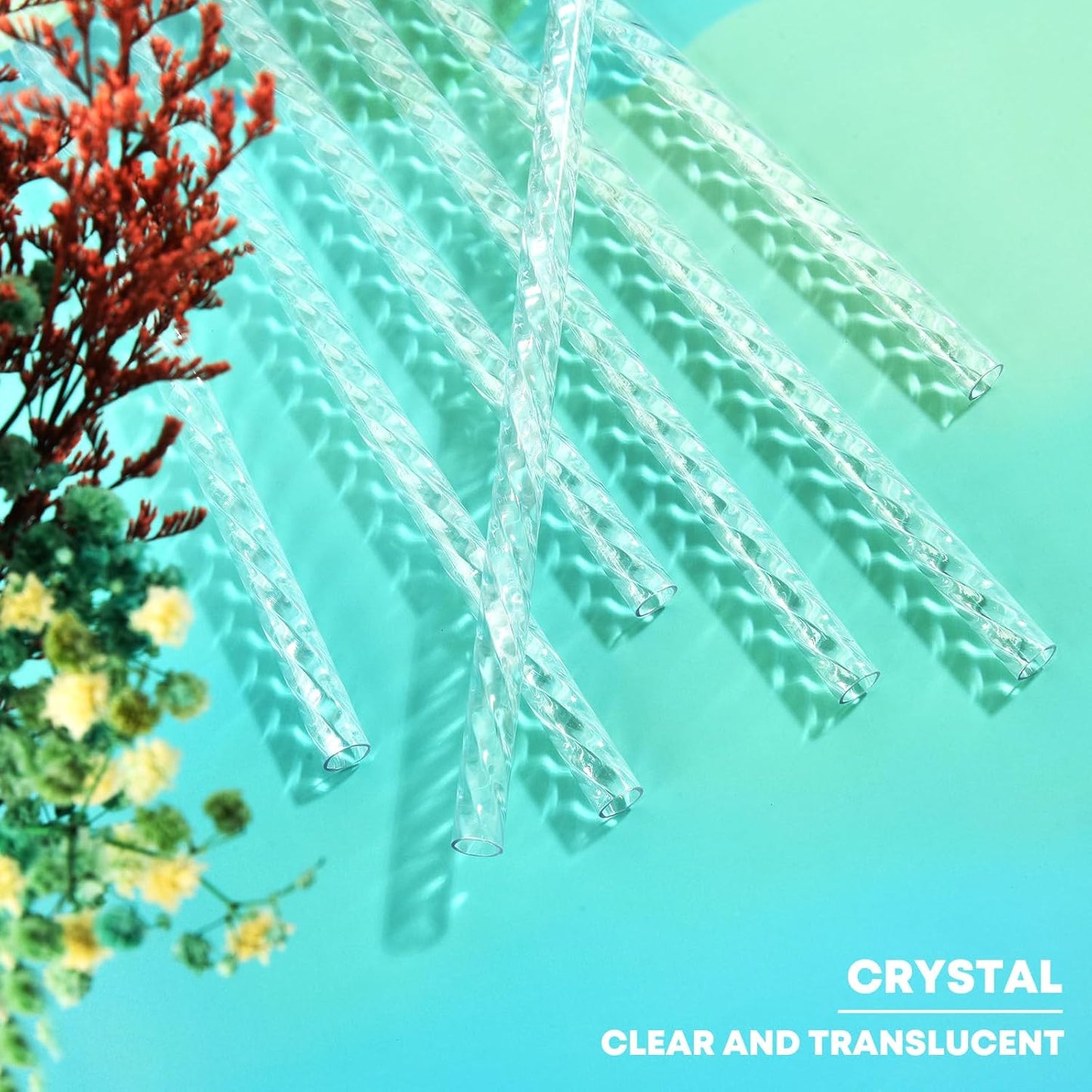 ALINK 6 Pack Replacement Clear Swirl Straws for Stanley 40 oz 30 oz Tumbler, 12 in Long Reusable Plastic Straws for Stanley, Owala Cup Accessories, Half Gallon Jug, Plus 1 Cleaning Brush