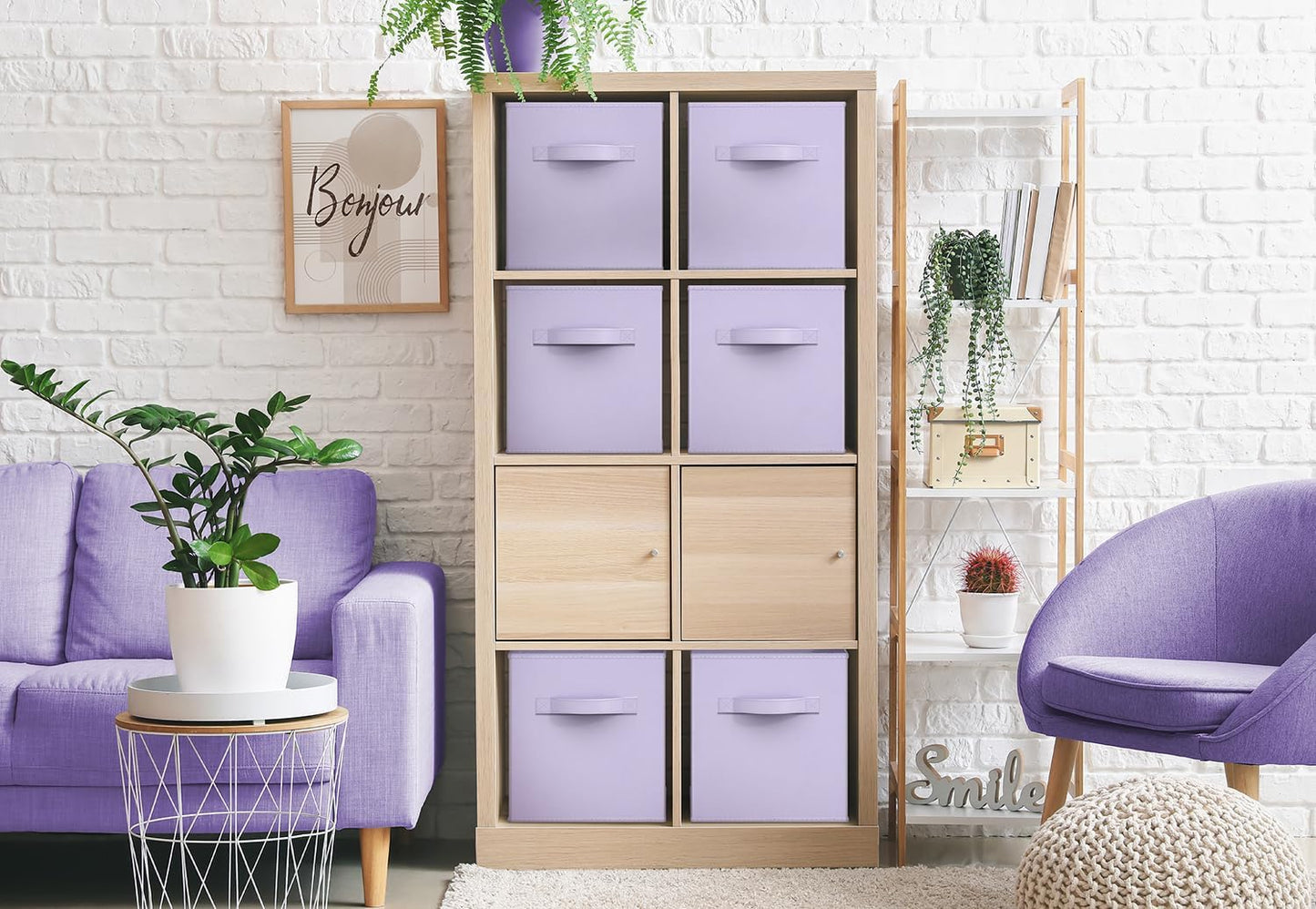 Sorbus Fabric Storage Cubes - 6 Foldable Storage Bins for Organizing Pantry, Cubbies, Toy Box - Clothes Storage & Closet Organizer - 13 Inch Collapsible Cube Baskets for Shelves with Handle