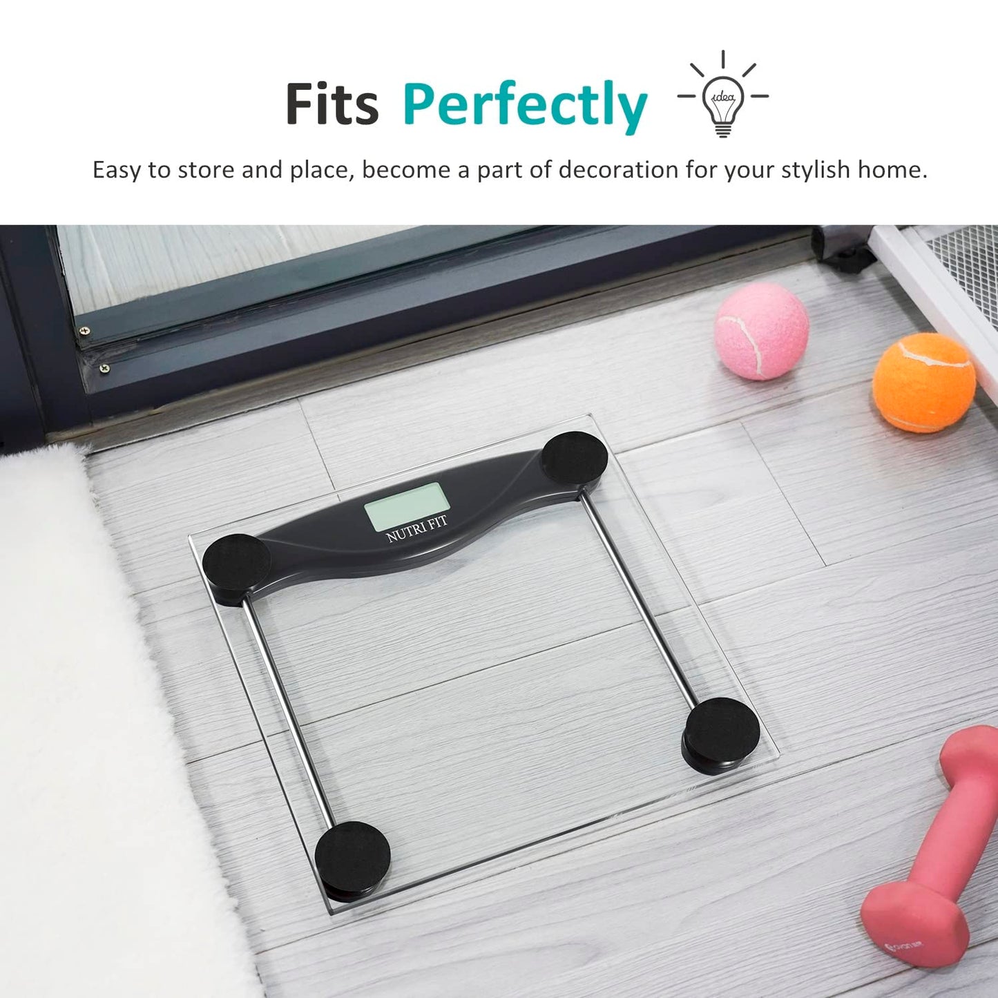 Digital Bathroom Scale for Body Weight Accurate, Smart Weighing Scale Bath Electronic Scale Kg for Weight Loss, 330lbs Capacity, Large Display, Black