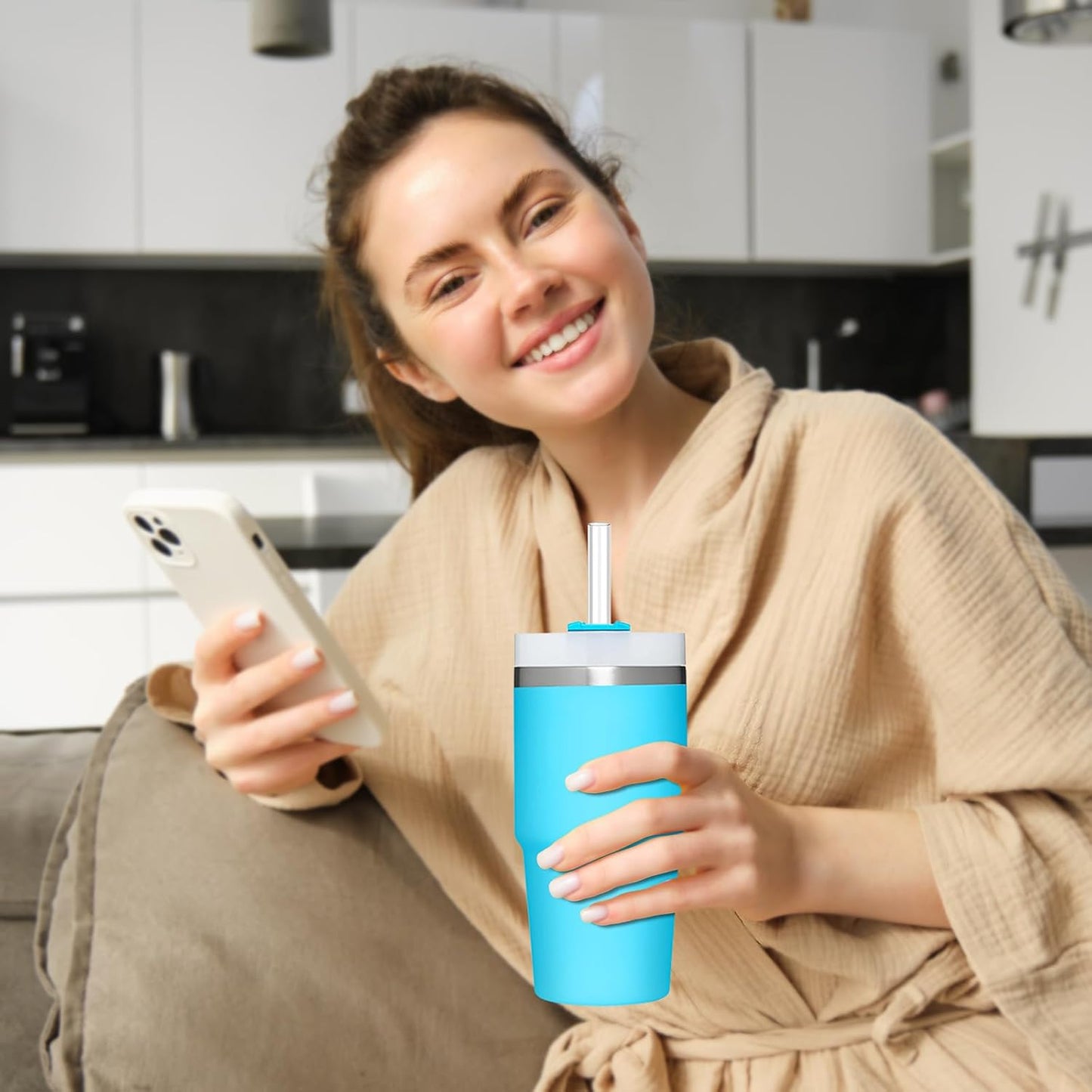 Aillwith 6 PCS Replacement Straws for Stanley Cup 20oz 14oz Tumbler, Reusable Drinking Straws with Cleaning Brush for Stanley Cup Accessorie，BPA Free, Dishwasher Safe