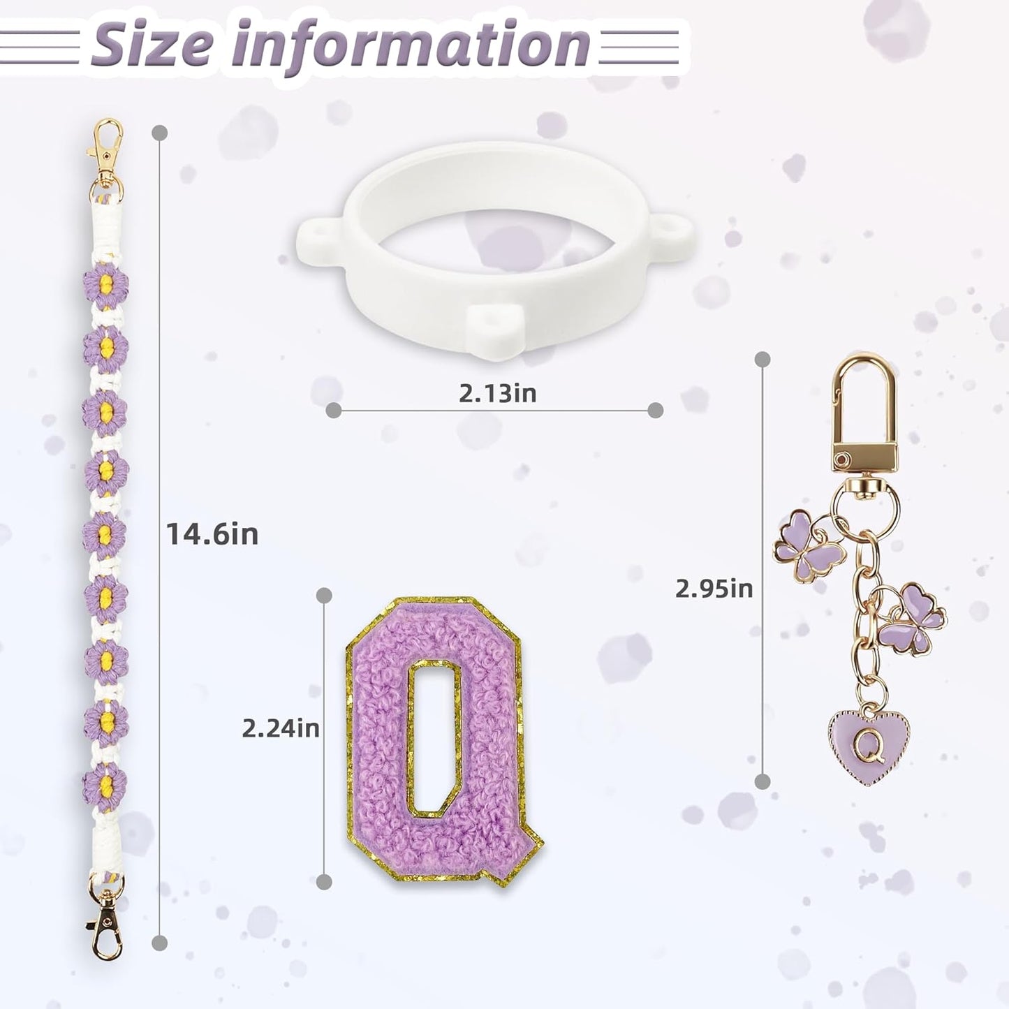 Cute Letter Charm Set Compatible with Owala Water Bottle 24 oz, 32 oz, 40 oz, Owala Kids, Owala Coffee Tumbler, Owala FreeSip – Includes Handle Strap, for Owala Accessories & Stanley Cup Accessories