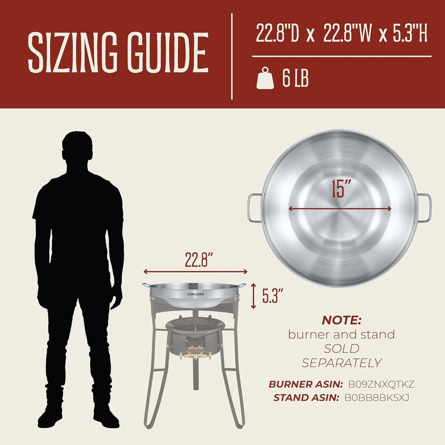 Concord Stainless Steel Comal Frying Bowl Cookware (22"), silver (S4008 S4812 S5612)