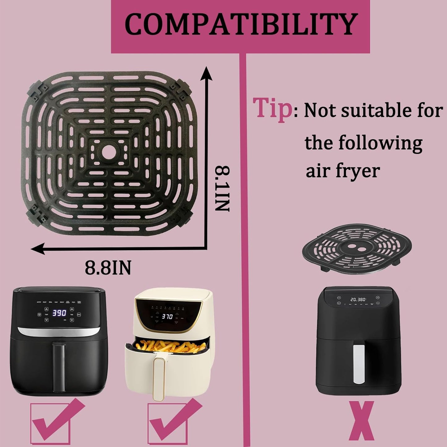 6QT Air Fryer Grill Pan for Bella Pro Series/Paris Hilton Air Fryers, Upgraded Air Fryer Grill Crisper Plate Rack Tray Insert Grate Grid Shelf for 6QT Paris Hilton Air Fryer, Dishwasher Safe