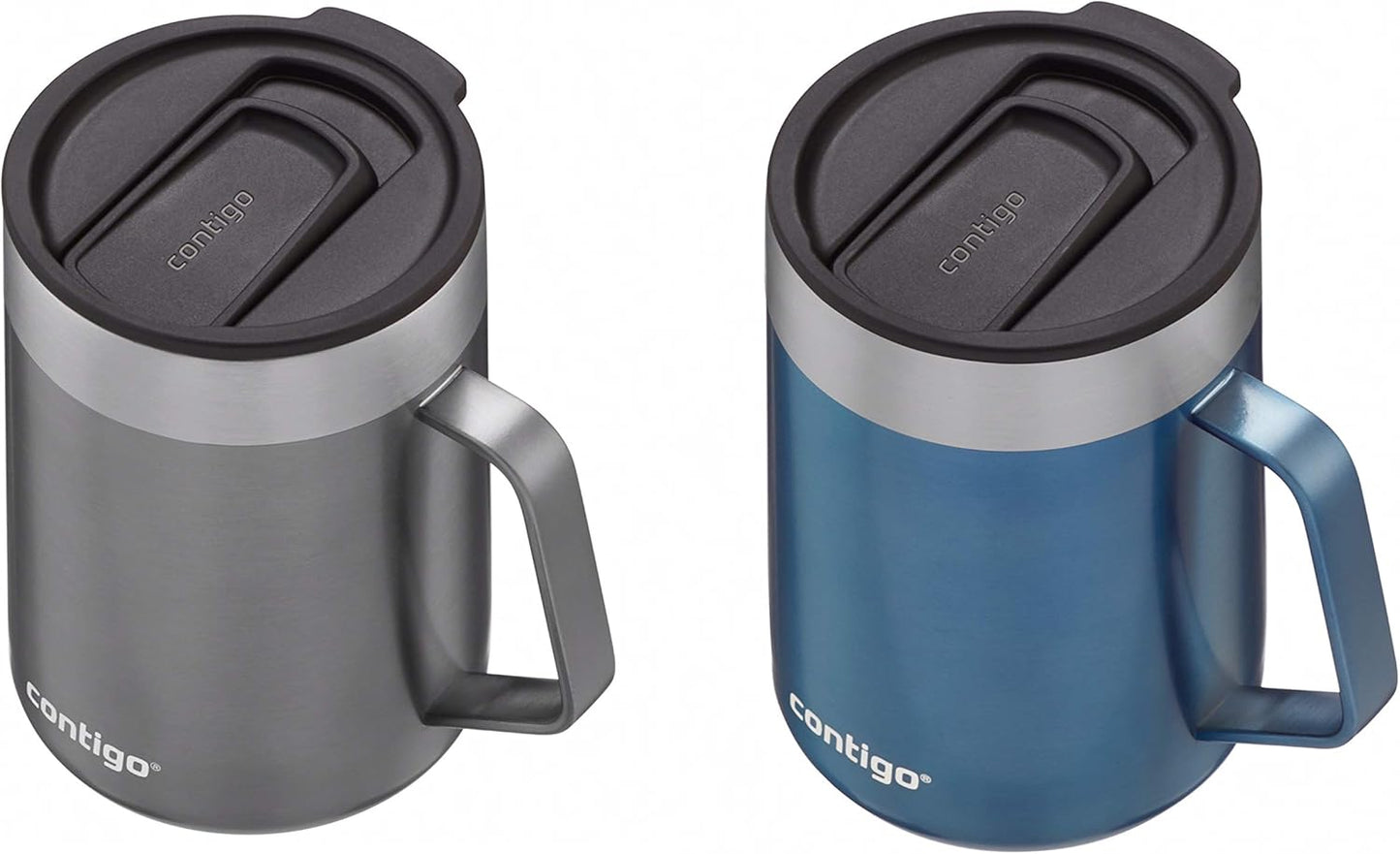 Contigo Streeterville Stainless Steel Travel Mug with Splash-Proof Lid Sake;Blue Corn 14 Ounces 2-Pack