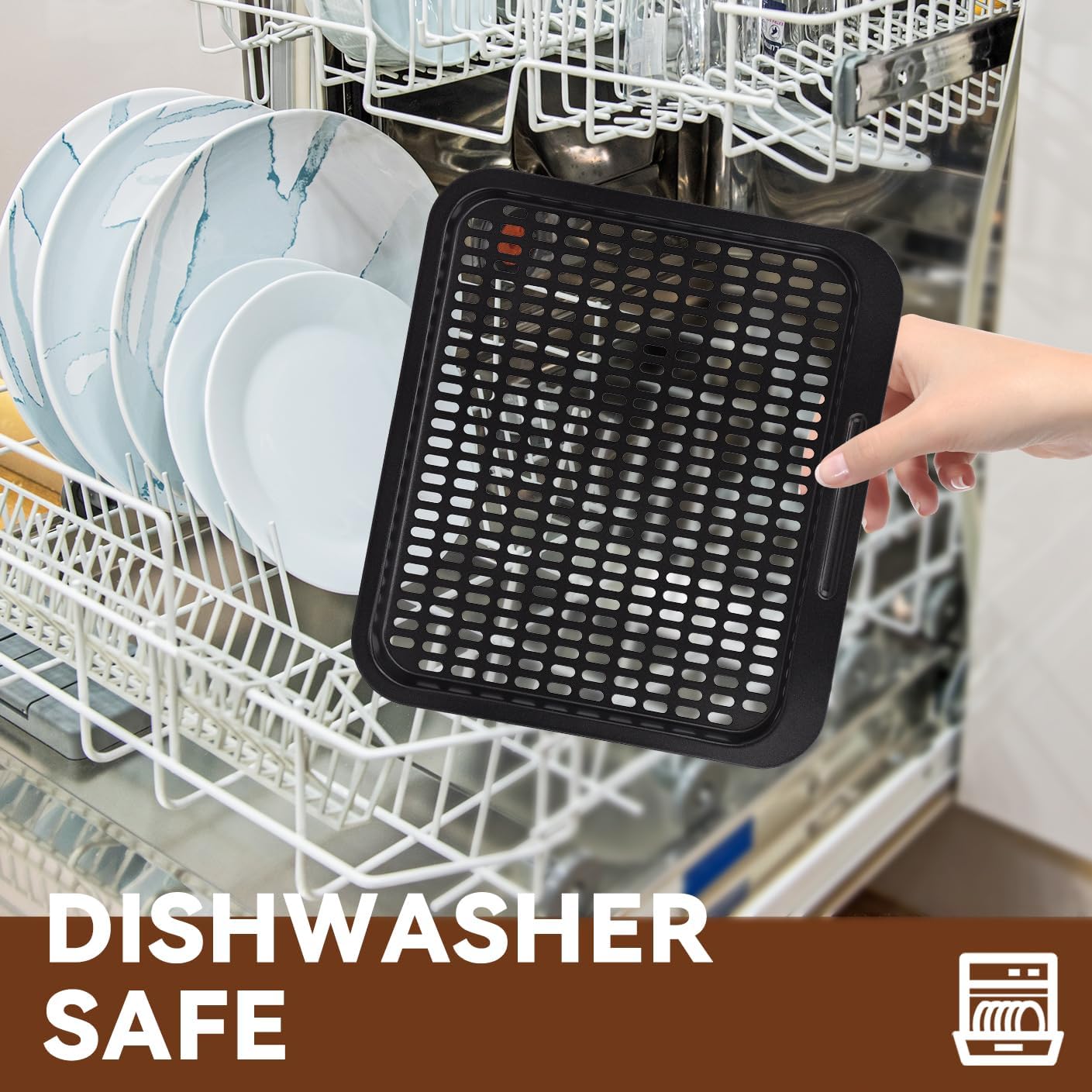 10 Qt Cooking Tray for Instant Vortex Plus10 Quart Air Fryer, 3 PCS Replacement Tray for Innsky 10.6 Qt Oven, Food Grade Nonstick Cooking Rack Parts Grill Pan Crisper Plate Accessories Dishwasher Safe