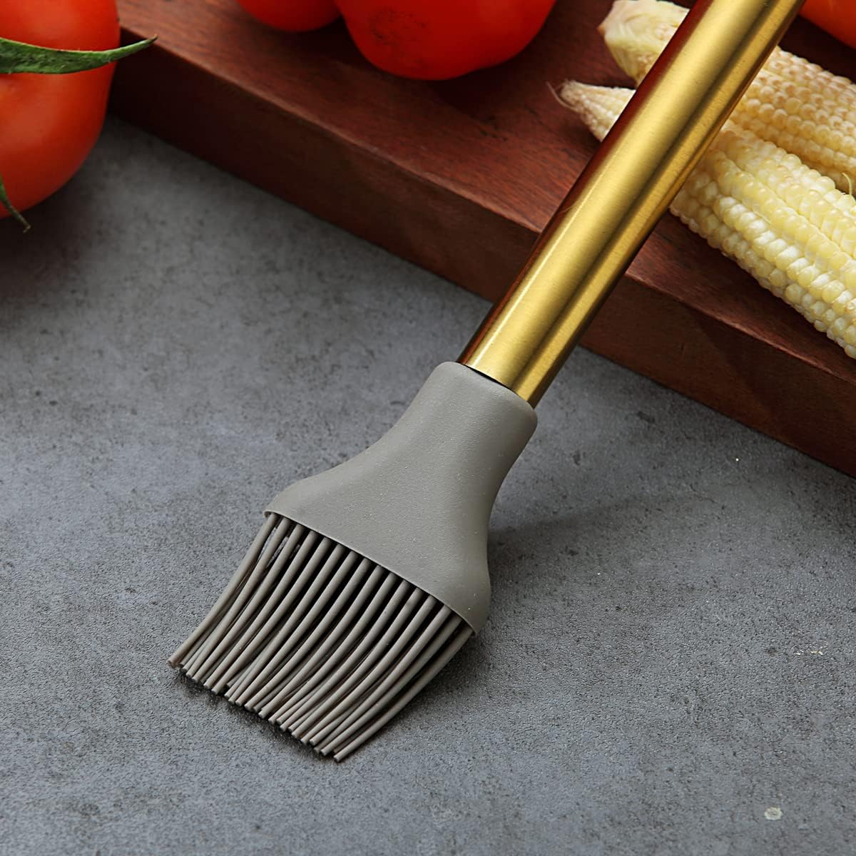 Gold Basting Brush, Berglander Non-stick Silicone Kitchen Brush For Cooking With Titanium Gold Plating Handle, Barbeque Brush, Pastry Brush, BBQ Brush, Dishwasher Safe, Easy to Clean