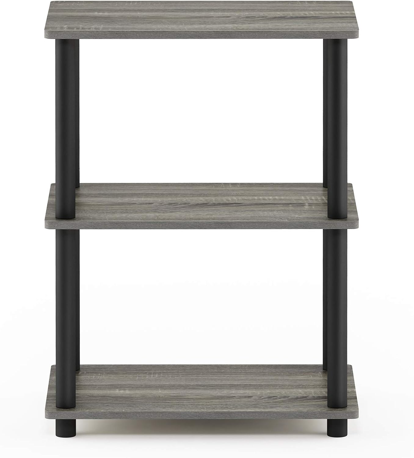 Furinno Turn-N-Tube No Tool 3-Tier Storage Shelf, Narrow, French Oak Grey/Black