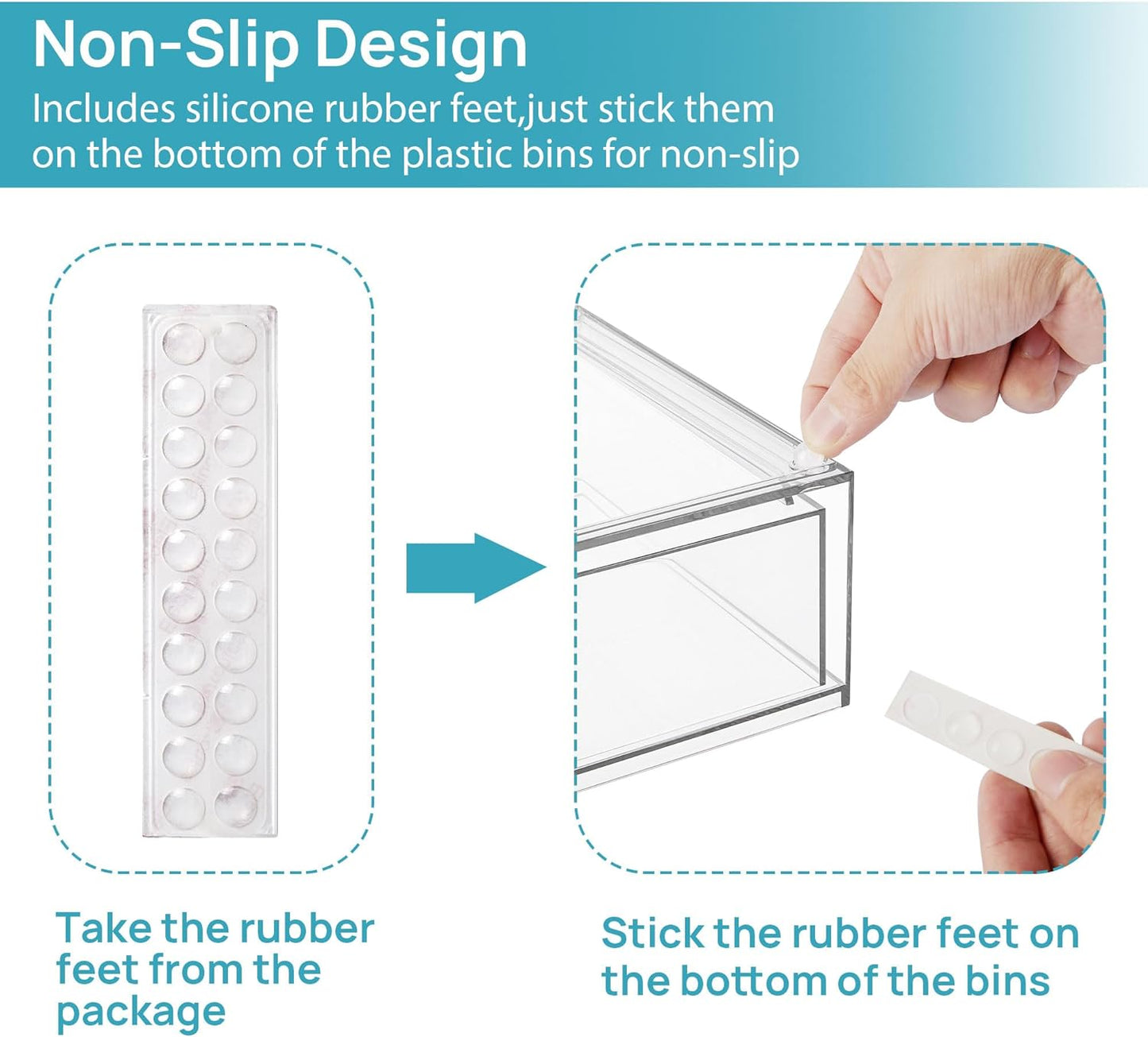 Vtopmart Stackable Storage Drawers Set of 3,Clear Plastic Organizer Bins for Makeup, Cosmetics, Beauty Supplies,Ideal for Vanity, Bathroom,Cabinet,Pantry Organization