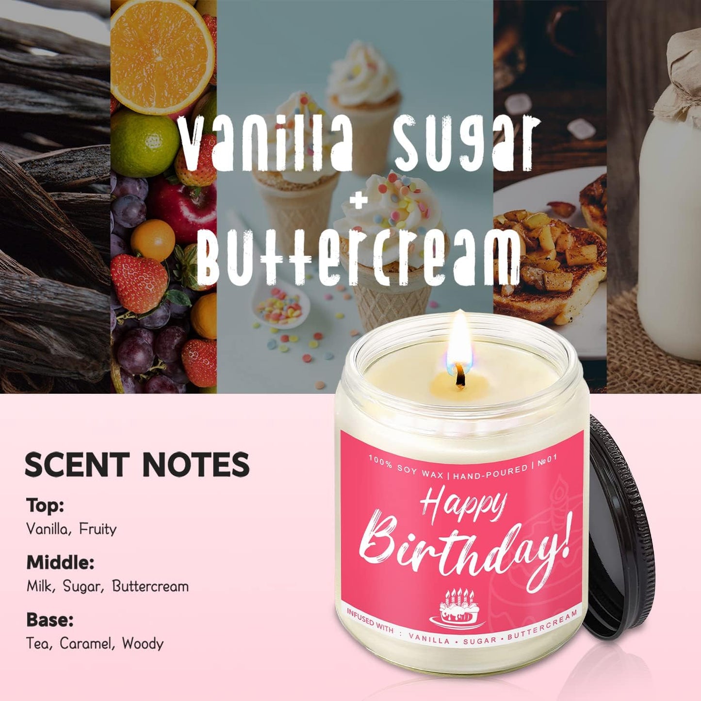 Birthday Gifts for Women, Perfect Birthday Present, Funny Presents for Mom, Friends, Wife, Sister, 7oz Vanilla Cream-Scented Candle