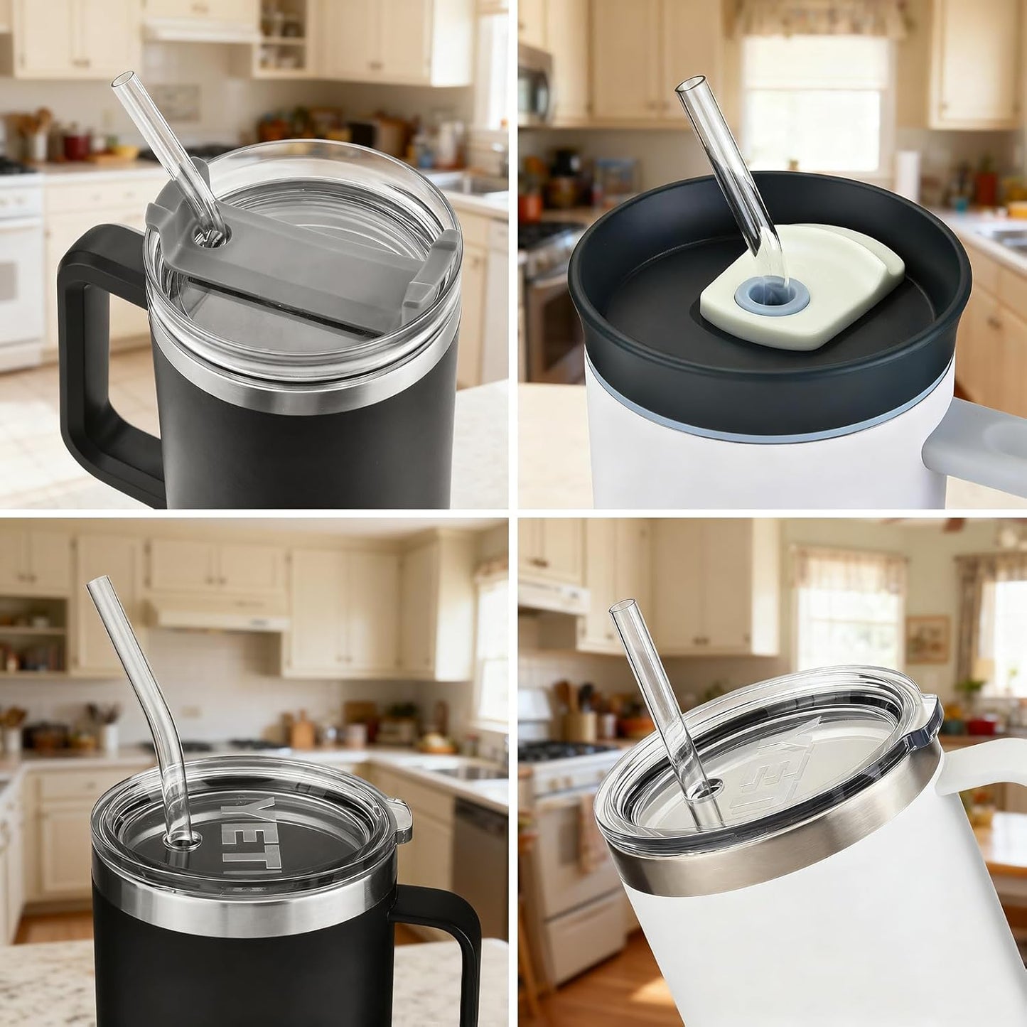 ALINK 10 Pcs Replacement Straws for Stanley 40 oz 30 oz Tumbler, 12 inch Long Reusable Tritan Plastic Clear Tumbler Straws for Stanley Cup, Owala 40 oz, Yeti 42 oz Accessories with Brush