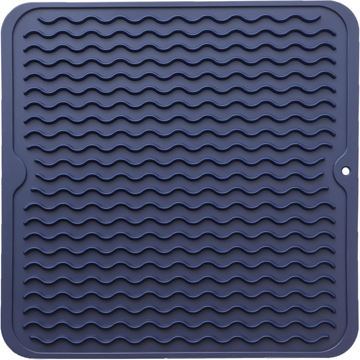 Silicone Dish Drying Mat for Multiple Usage,Easy clean,Eco-friendly,Heat-resistant Silicone Mat for Kitchen Counter or Sink,Refrigerator or Drawer liner Navy Blue M 12 inches x 12 inches