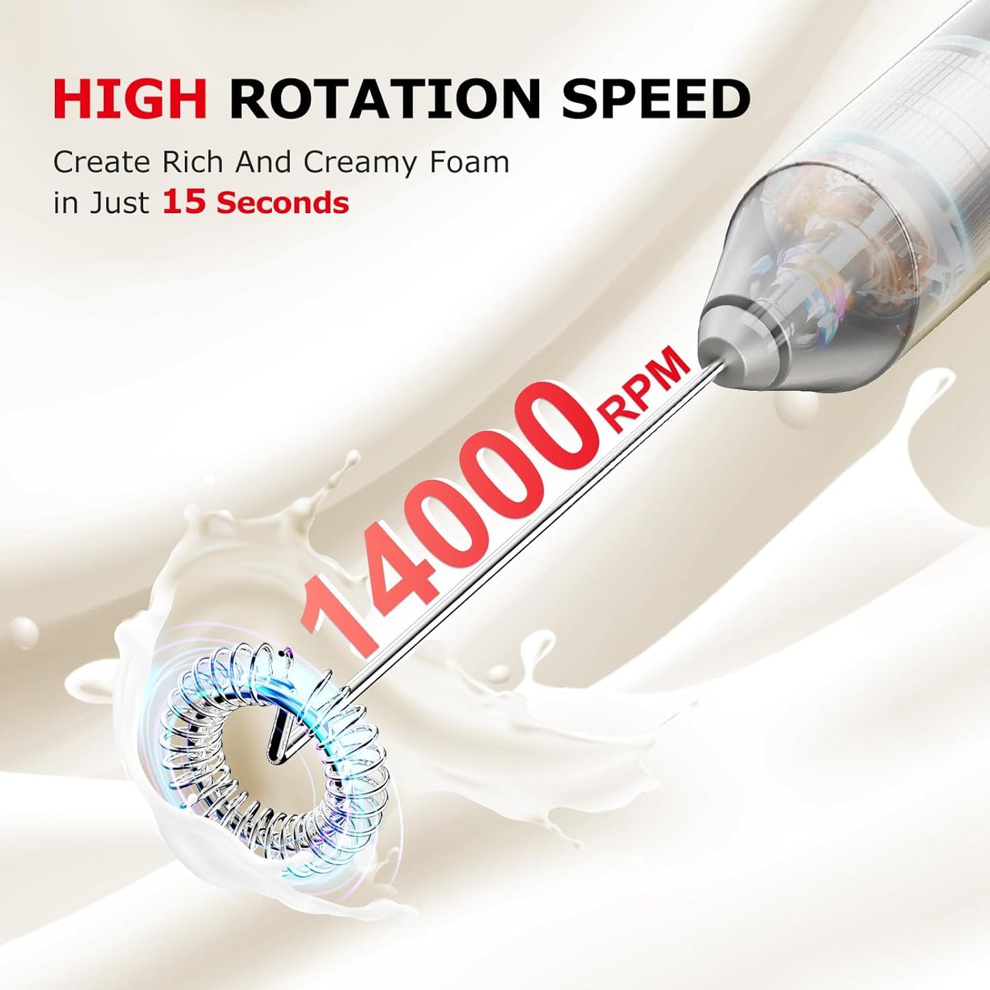 Bonsenkitchen Milk Frother Hanheld with Stand, Electric Coffee Frother, Portable Hand Frother Wand Drink Mixer for Matcha Lattes Cappuccino, Kitchen Gifts (Battery Included)