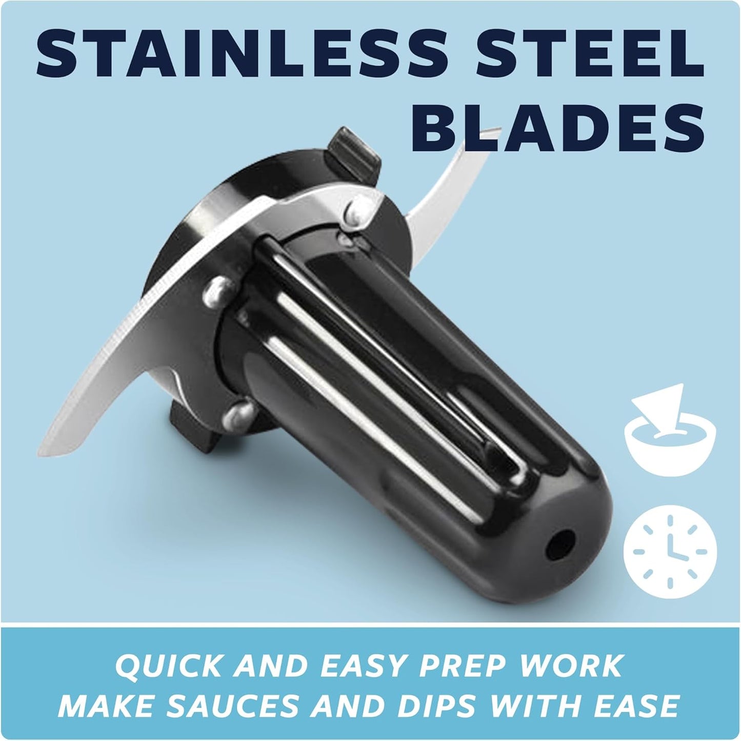 Kitchen Selectives Mini Chopper by Select Brands - Mini Electric Food Chopper for Kitchen Appliances - Features Dishwasher-Safe Parts - Chops, Minces & Dices - 1-1/2 Cups, Black