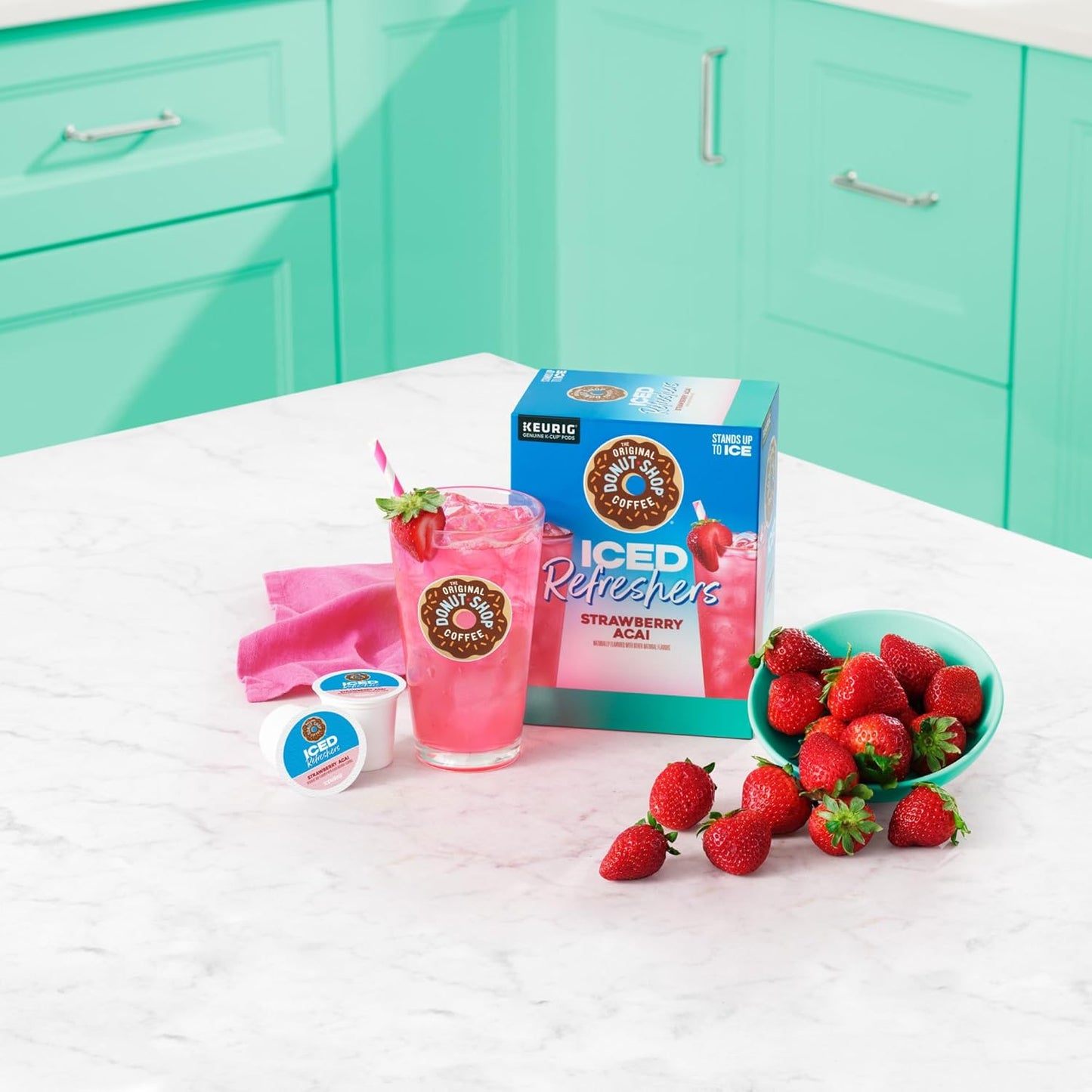 The Original Donut Shop Iced Refreshers, Strawberry Açaí Flavor, Keurig Single Serve K-Cup Pods, 20 Count
