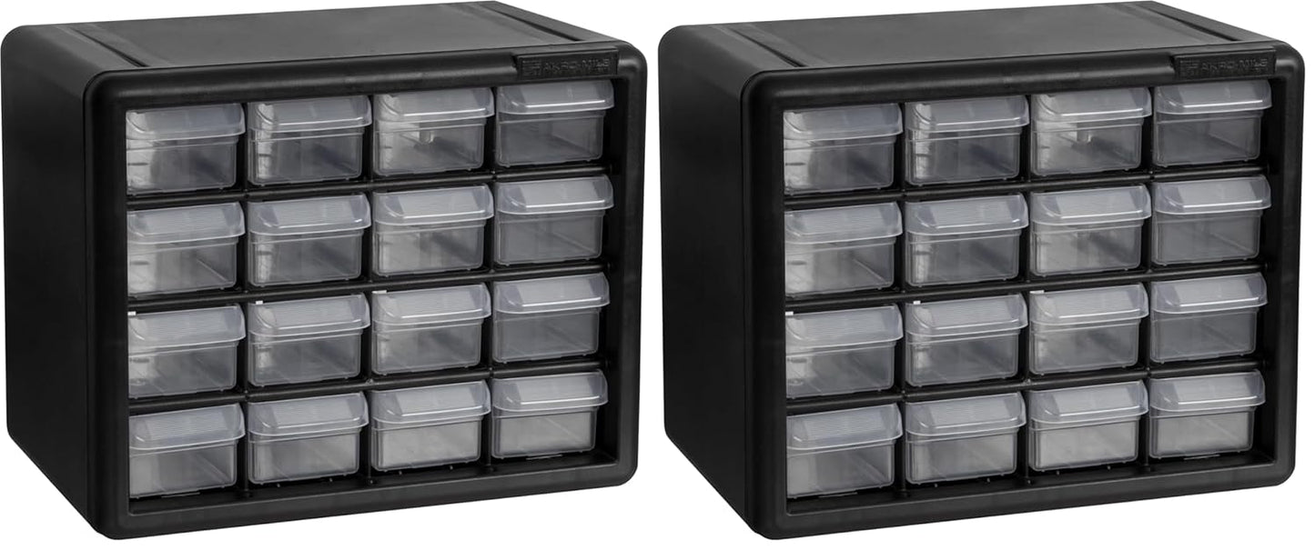 Akro-Mils 16-Drawer Plastic Storage Cabinet | 10-1/2 x 6-1/2 x 8-1/2 Inch | Black | Model 10116 | Garage Organization