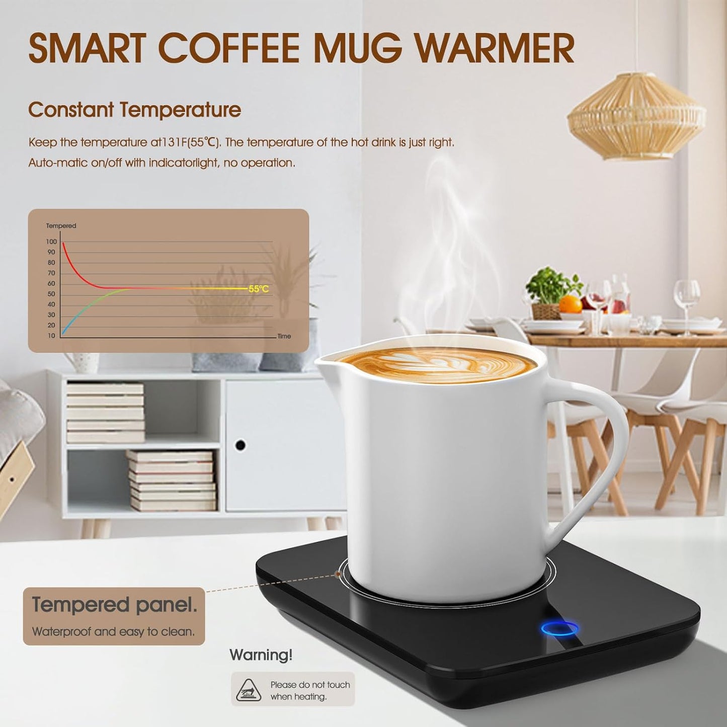 Misby Mug Warmer, Coffee Cup Warmer with Auto Shut Off, Gravity-Induction Coffee Warmer for Desk Use, Coffee Mug Warmer for Coffee Lovers Gift Keep Beverages Coffee Warmer (Black)