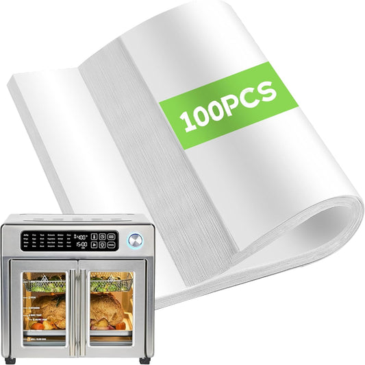 Air Fryer Paper Liners Disposable Compatible with Emeril Lagasse 26 QT Extra Large French Door Air Fryer Toaster Oven, 100 PCS Parchment Paper Sheets Accessories for Emeril Lagasse