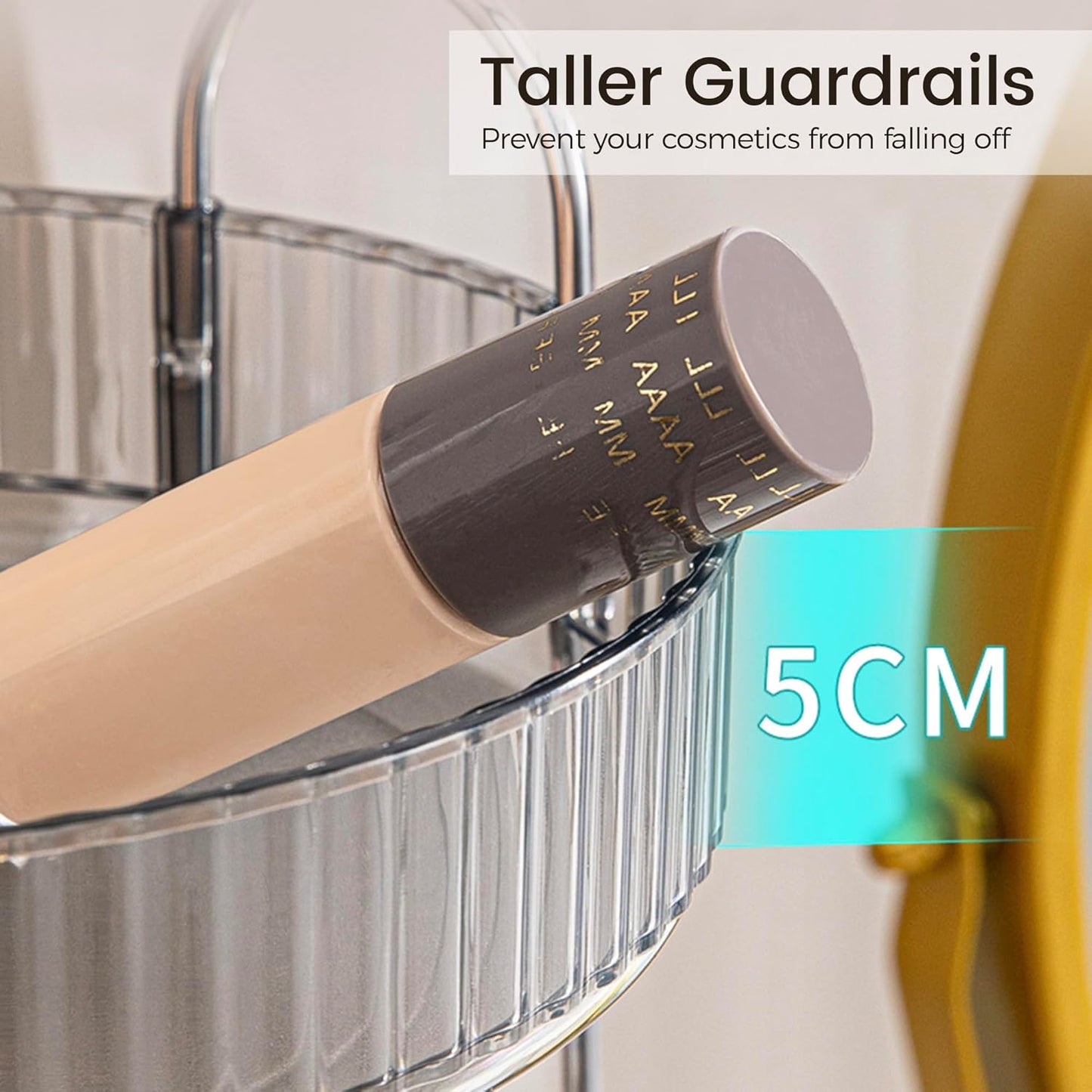 Aveniee Rotating Makeup Organizer for Vanity, Skincare Perfume Organizers for Bathroom Countertop, Clear Cosmetic Make Up Storage for Dresser, Lipstick Product Spinning Holder,1 Tier, Grey