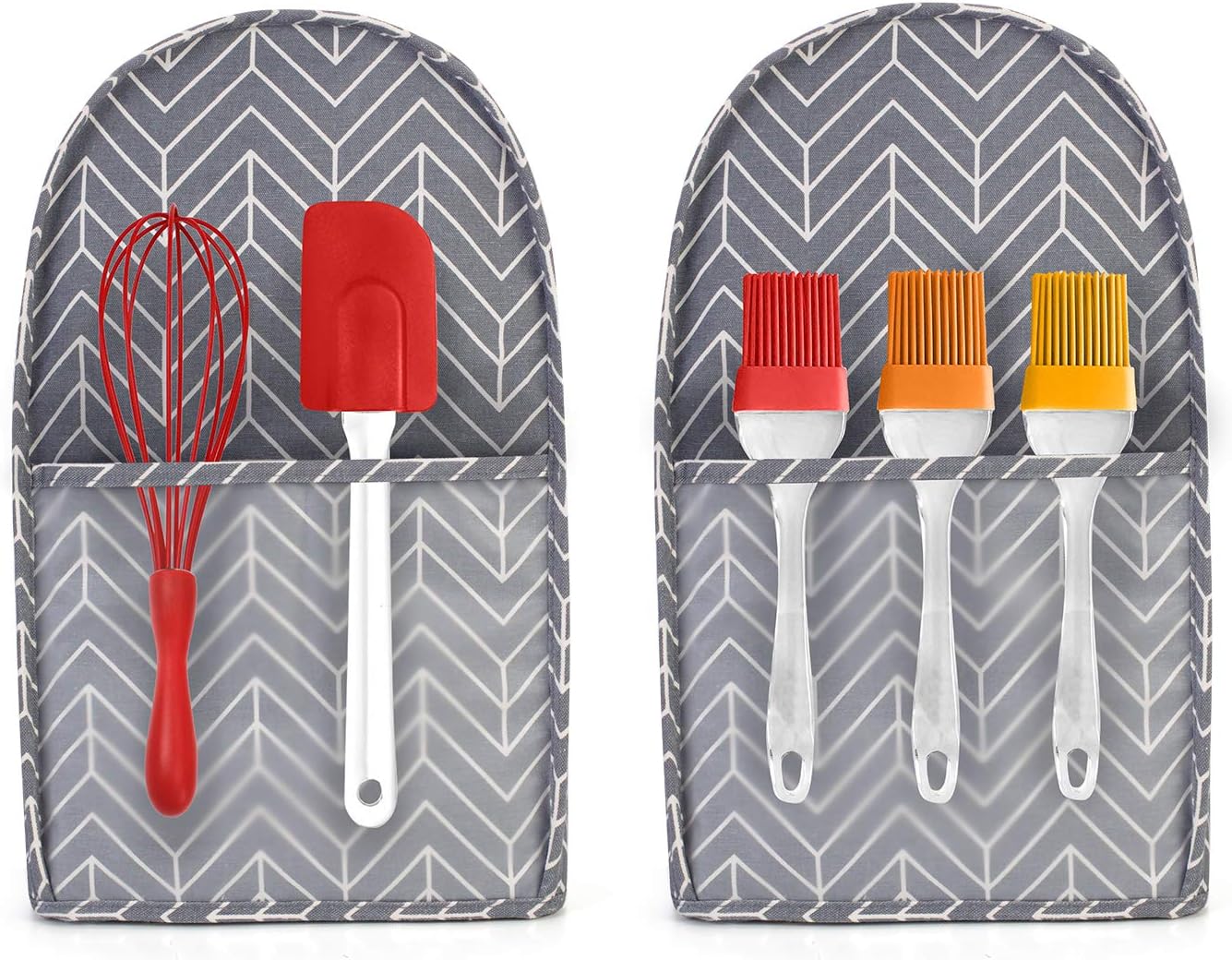 Yarwo Dust Cover for 4.5 qt and All 5 qt Stand Mixer, Protective Stand Mixer Cover with Top Handle and Pockets for Extra Accessories, chevron