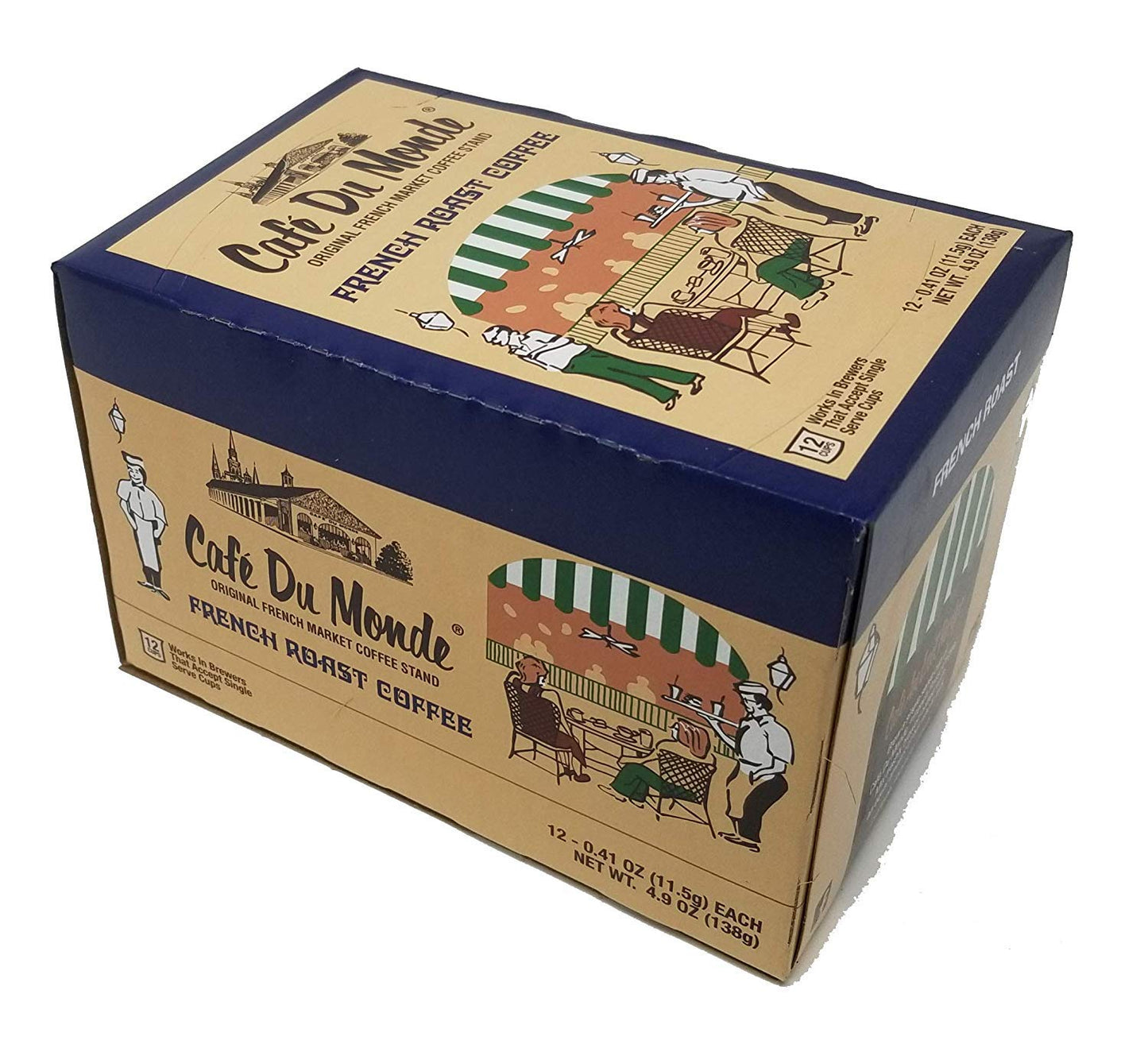 Cafe Du Monde Coffee French Roast Single-Serve Cup Pods, 12 Count