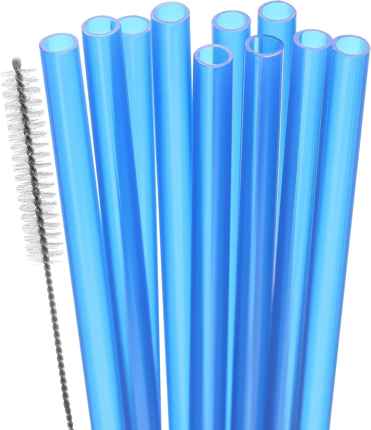 Dakoufish Replacement Straw for Stanley|Owala|Simple Modern 40oz 30oz Tumbler,10 Pack 12 Inch Dark Blue Reusable Straws With Cleaning Brush for Stanley Cup Accessorie,BPA Free,Dishwasher Safe