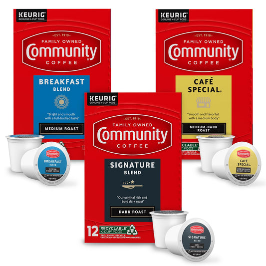 Community Coffee Variety Pack 36 Count Coffee Pods, Medium Dark Roast, Compatible with Keurig 2.0 Brewers