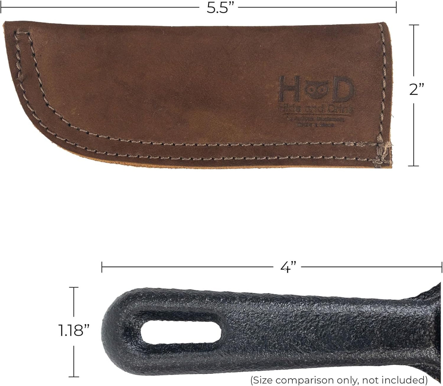 Hide & Drink, Full Grain Leather Hot Handle, Cast Iron Protector, Panhandle Potholder, Double Layered, Double Stitched, Slides On/Off Easily onto Metal Skillet Grips, Handmade, Swayze Suede