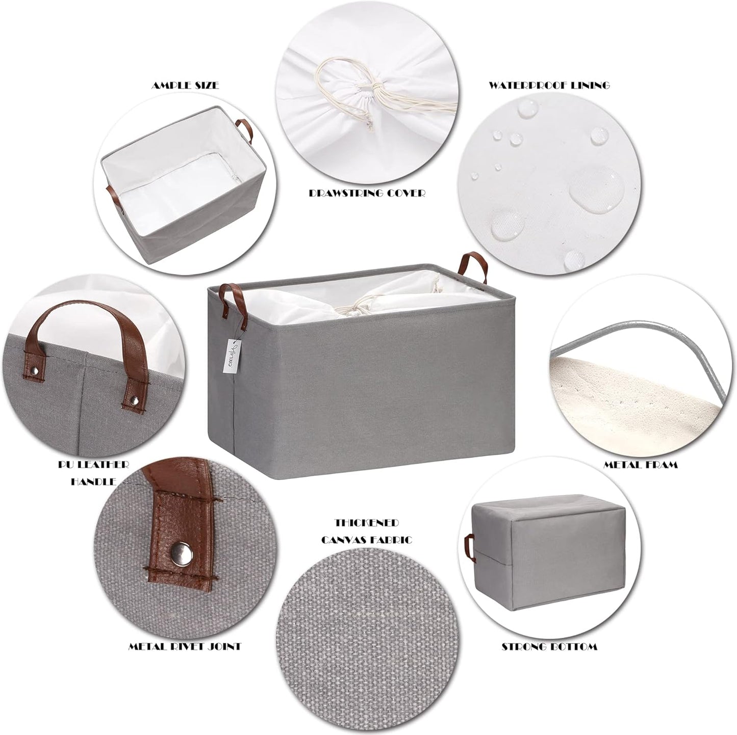 Hinwo 70L Extra Large Storage Bins, 2-Pack Closet Organizers and Storage, Foldable Clothes Storage Baskets with Handles, Containers for Clothing, Blanket, Comforters, Toys, Bedding (Gray)