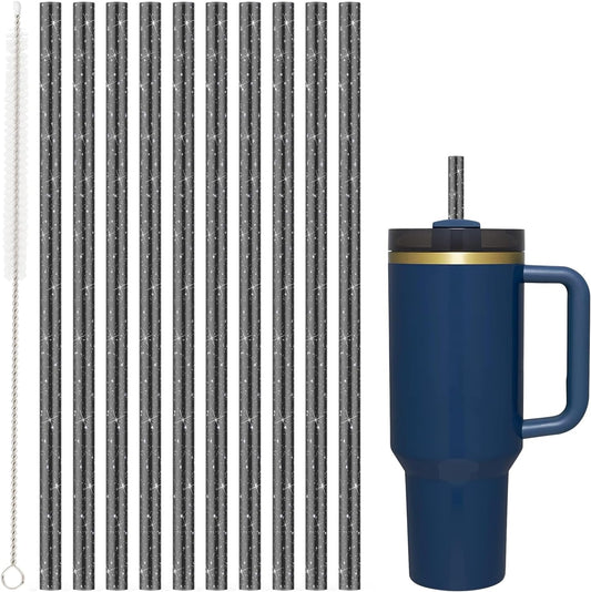 Replacement Straw for Stanley Cup 40 oz 30 oz Tumbler, 10 Pack 12.13-In Long Reusable Plastic Straw with Cleaning Brush, Dishwasher Safe, BPA Free