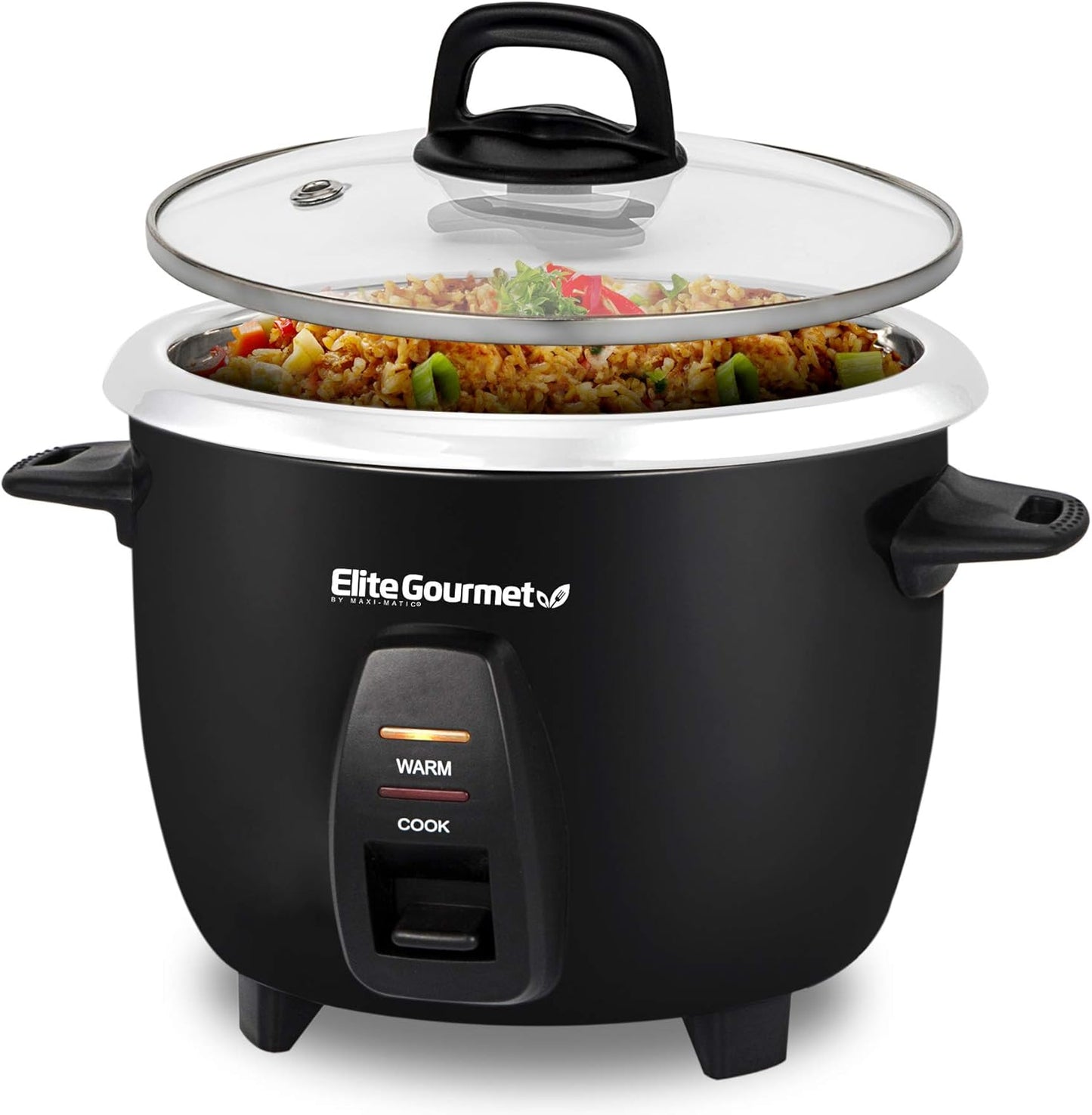 Elite Gourmet ERC2010B Electric Rice Cooker with Stainless Steel Inner Pot Makes Soups, Stews, Porridge's, Grains and Cereals, 10 cups cooked (5 Cups uncooked), Black