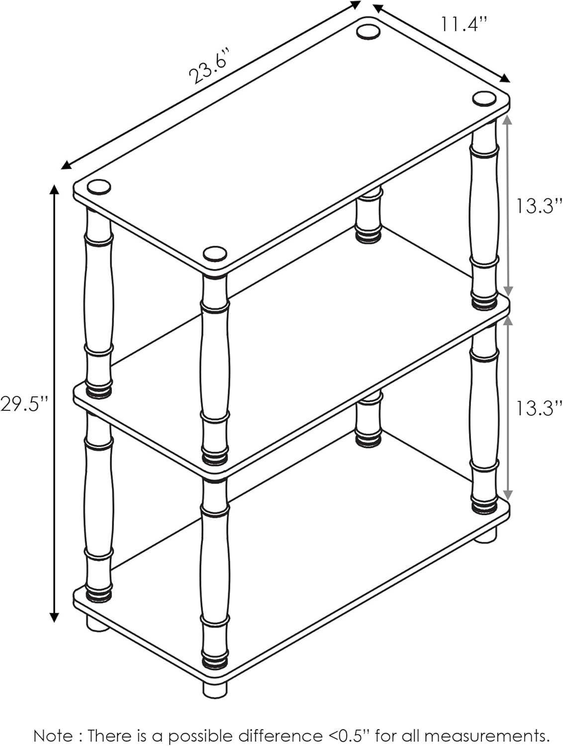 Furinno Turn-N-Tube 3-Tier Compact Multipurpose Shelf Display Rack with Classic Tube, Espresso/Black