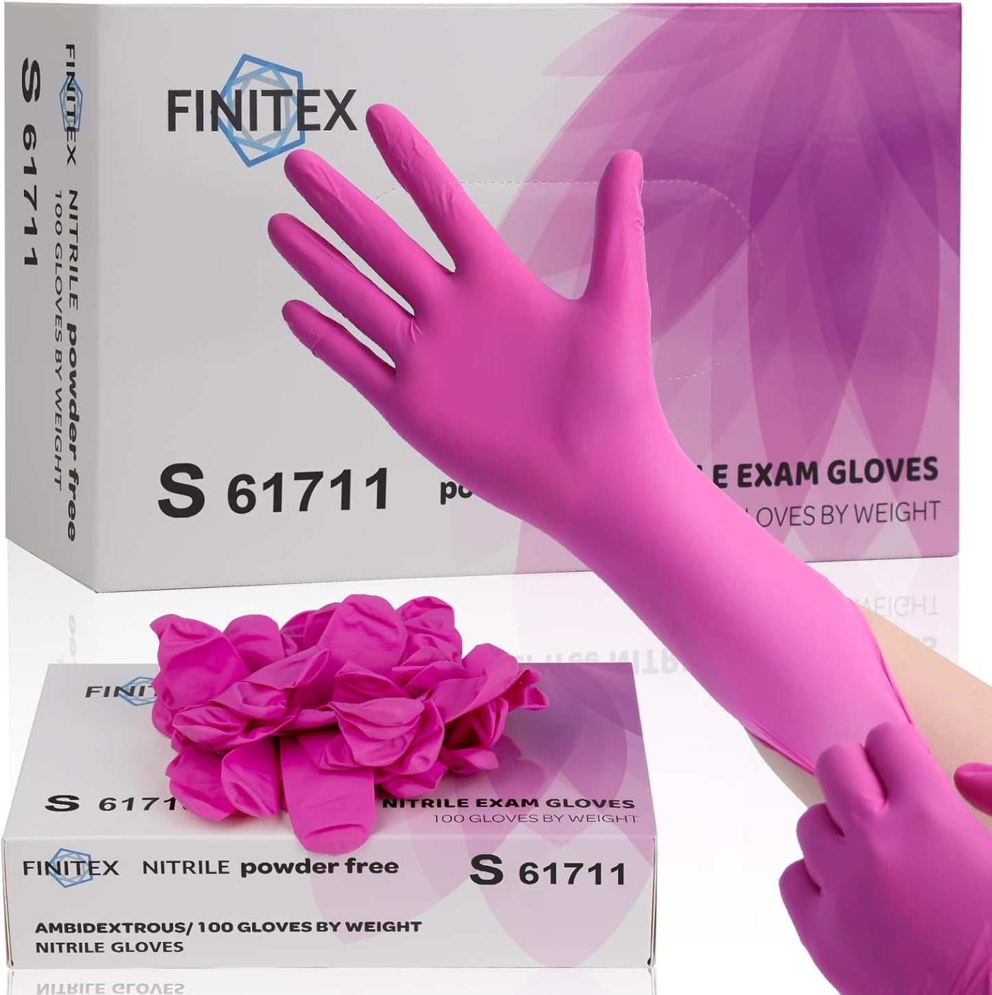 FINITEX Nitrile Disposable Latex-Free Gloves - 3.5mil 100PCS Powder-Free Latex Free Cleaning Medical Exam Food Gloves